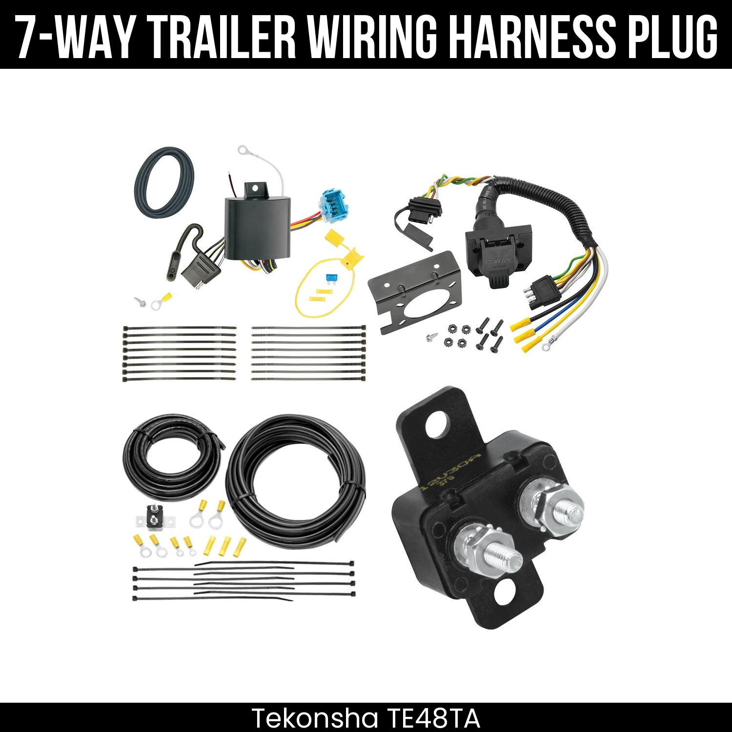 Trailer Wiring 7-Way Plug w/ Bracket
