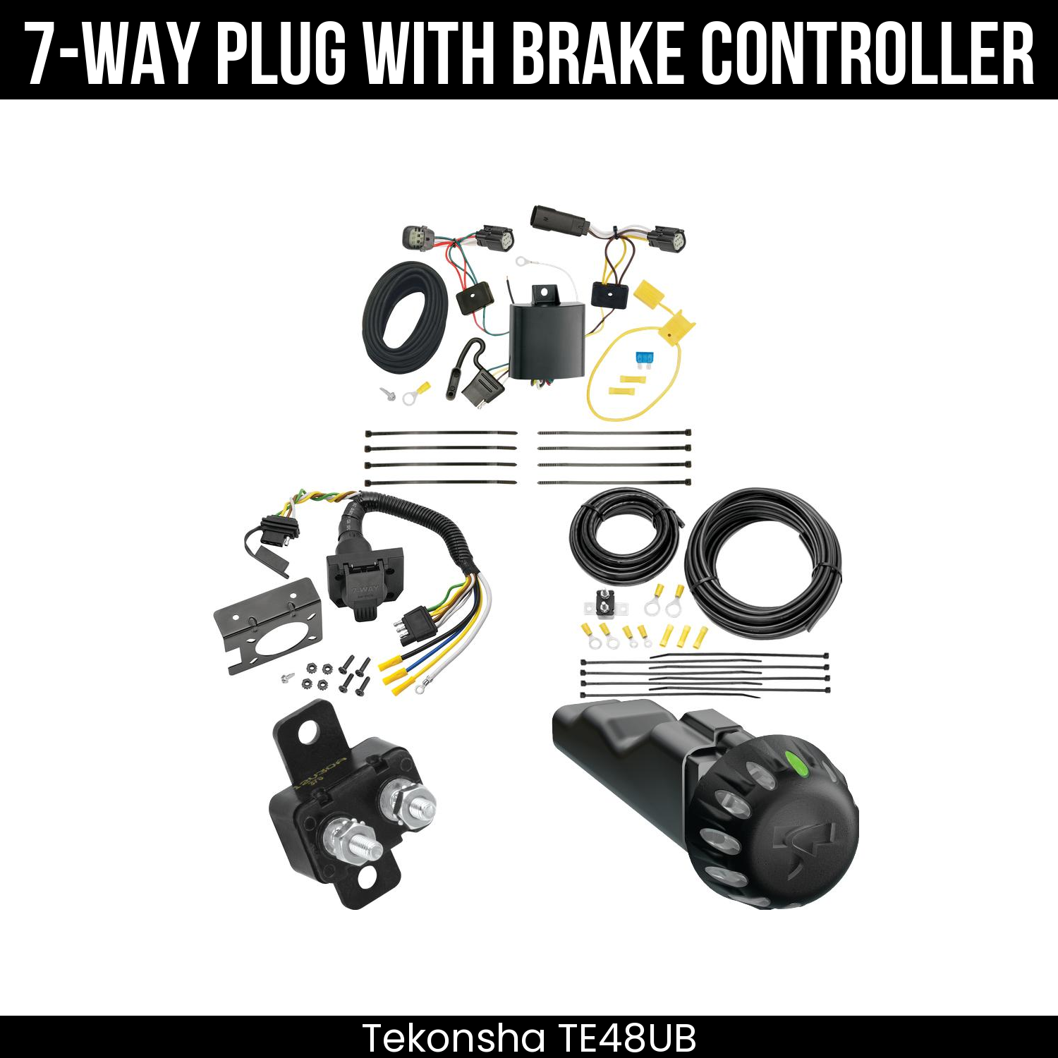 Trailer Wiring 7-Way Plug w/ Bracket , Tekonsha Voyager iD Smart Brake Control
