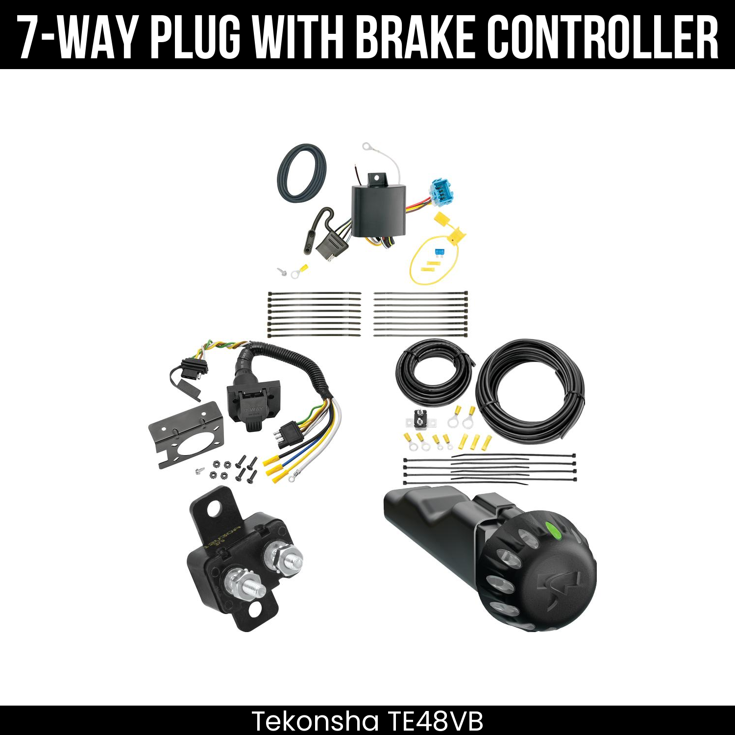 Trailer Wiring 7-Way Plug w/ Bracket , Tekonsha Voyager iD Smart Brake Control