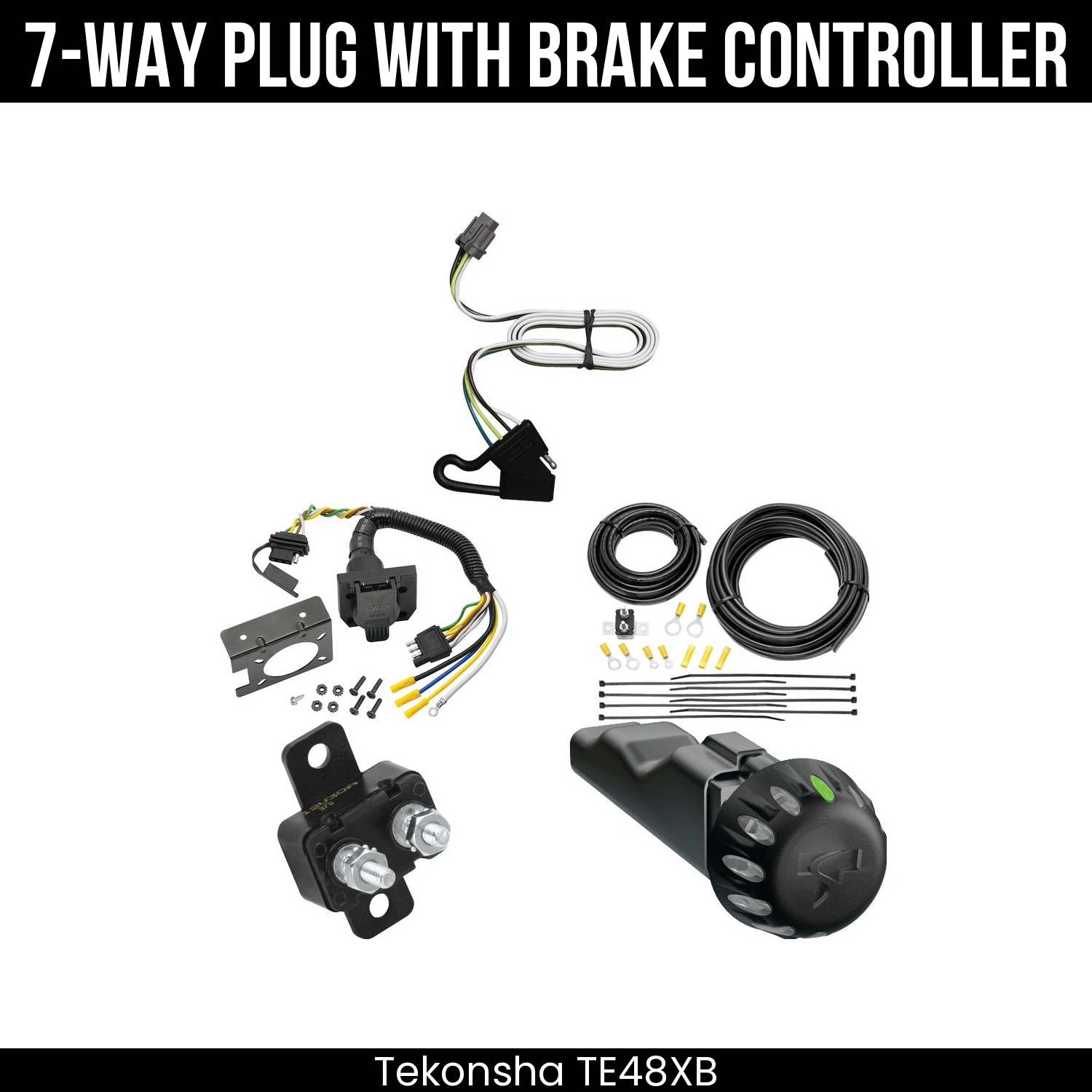 Trailer Wiring 7-Way Plug w/ Bracket , Tekonsha Voyager iD Smart Brake Control