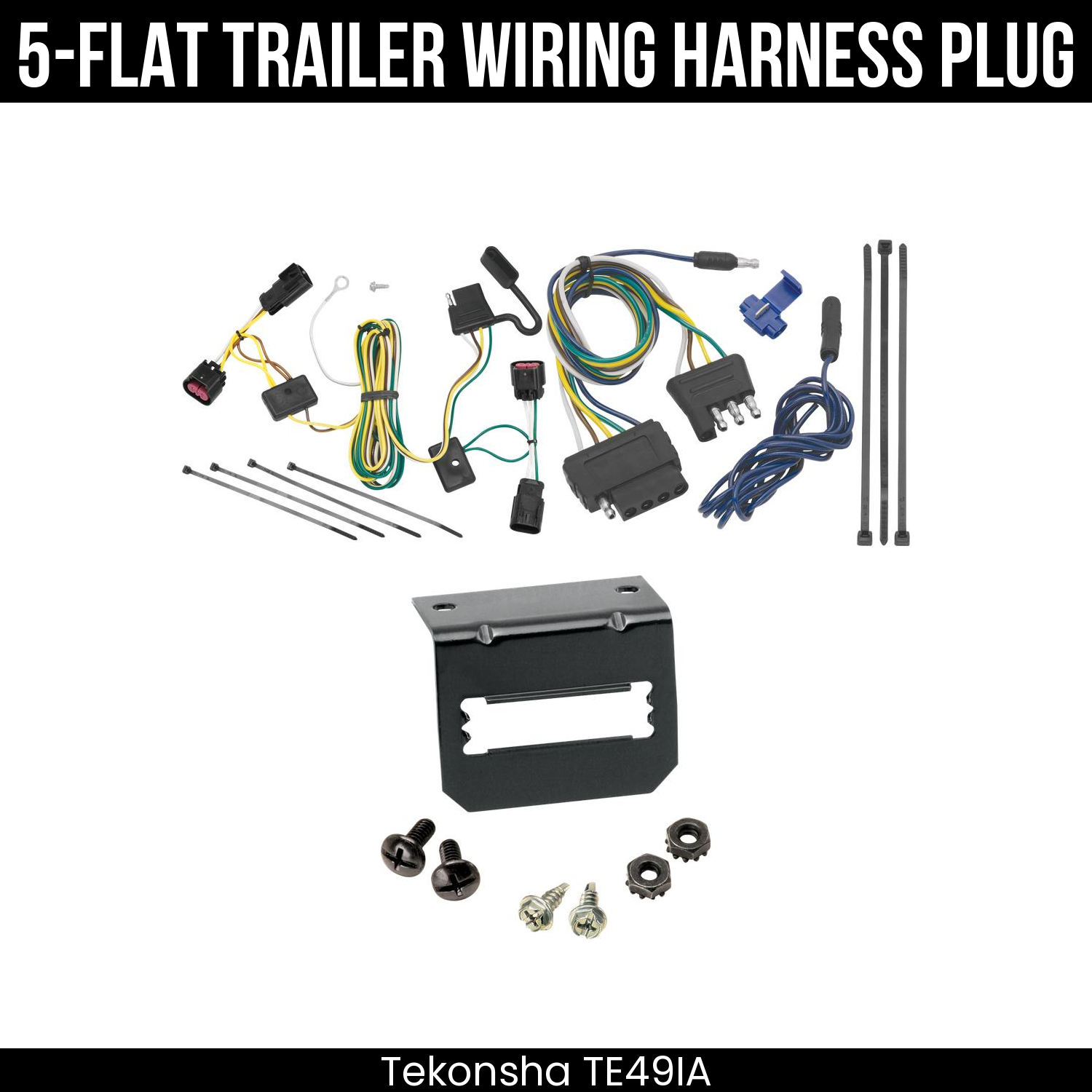 Trailer Wiring 5-Flat Plug w/ Bracket