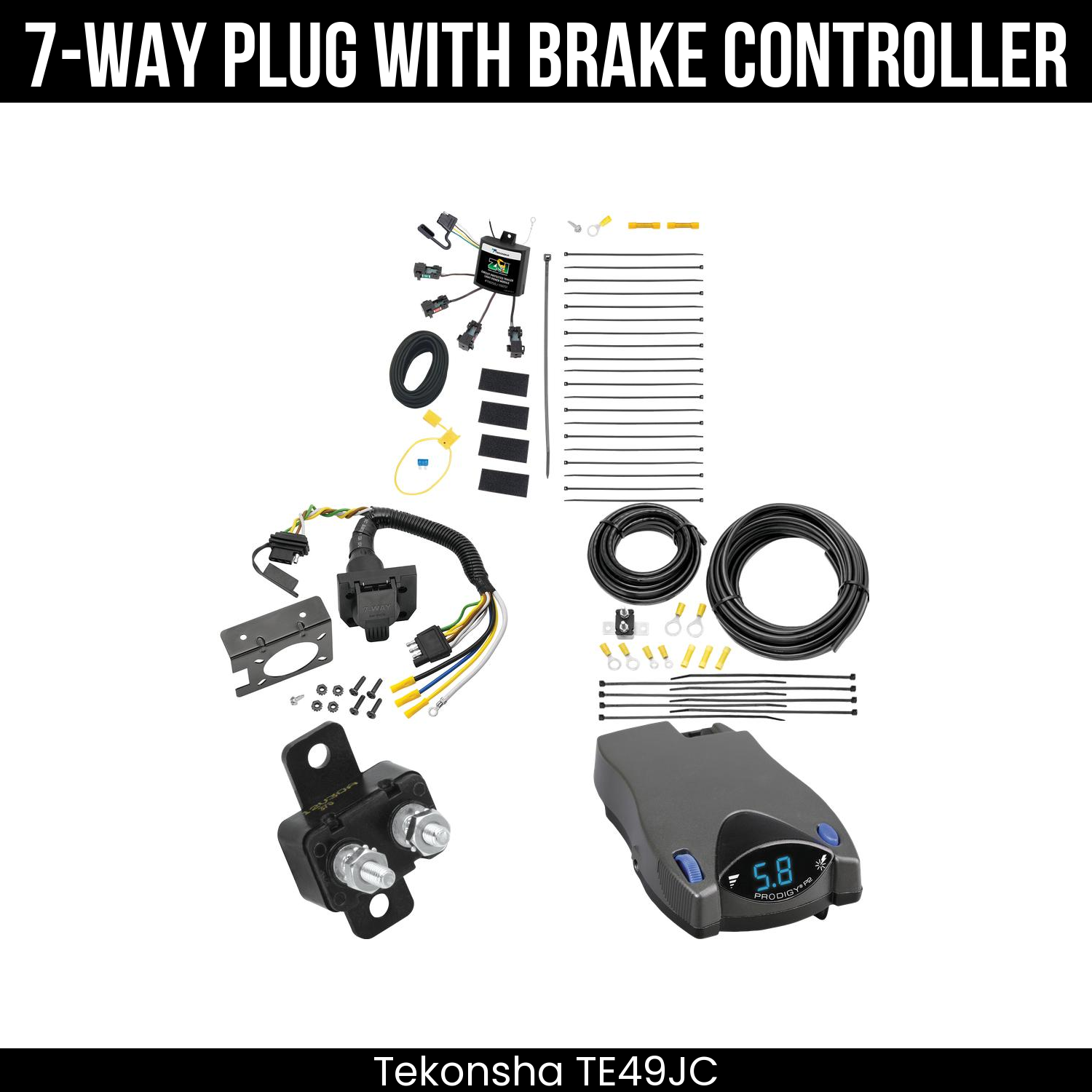 Trailer Wiring 7-Way Plug w/ Bracket , Tekonsha Prodigy P2 Brake Control