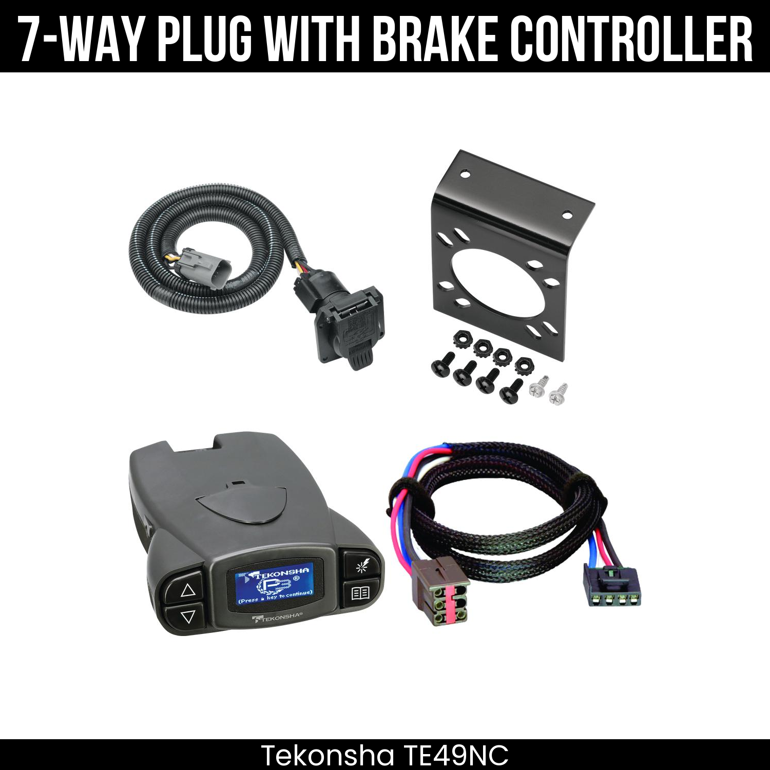 Trailer Wiring 7-Way Plug w/ Bracket , Tekonsha Prodigy P3 Brake Control