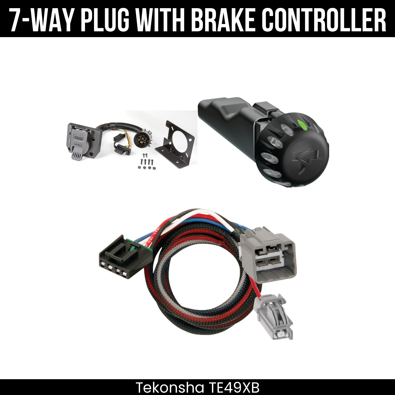Trailer Wiring 7-Way Plug w/ Bracket , Tekonsha Voyager iD Smart Brake Control