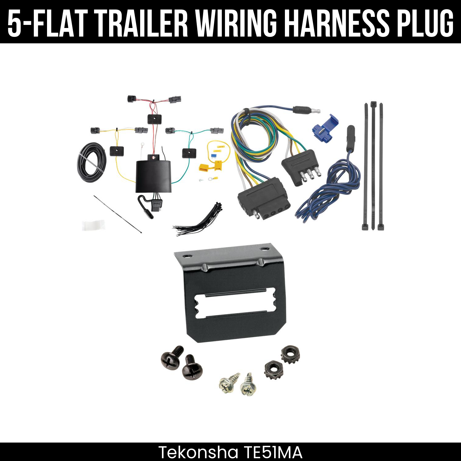 Trailer Wiring 5-Flat Plug w/ Bracket