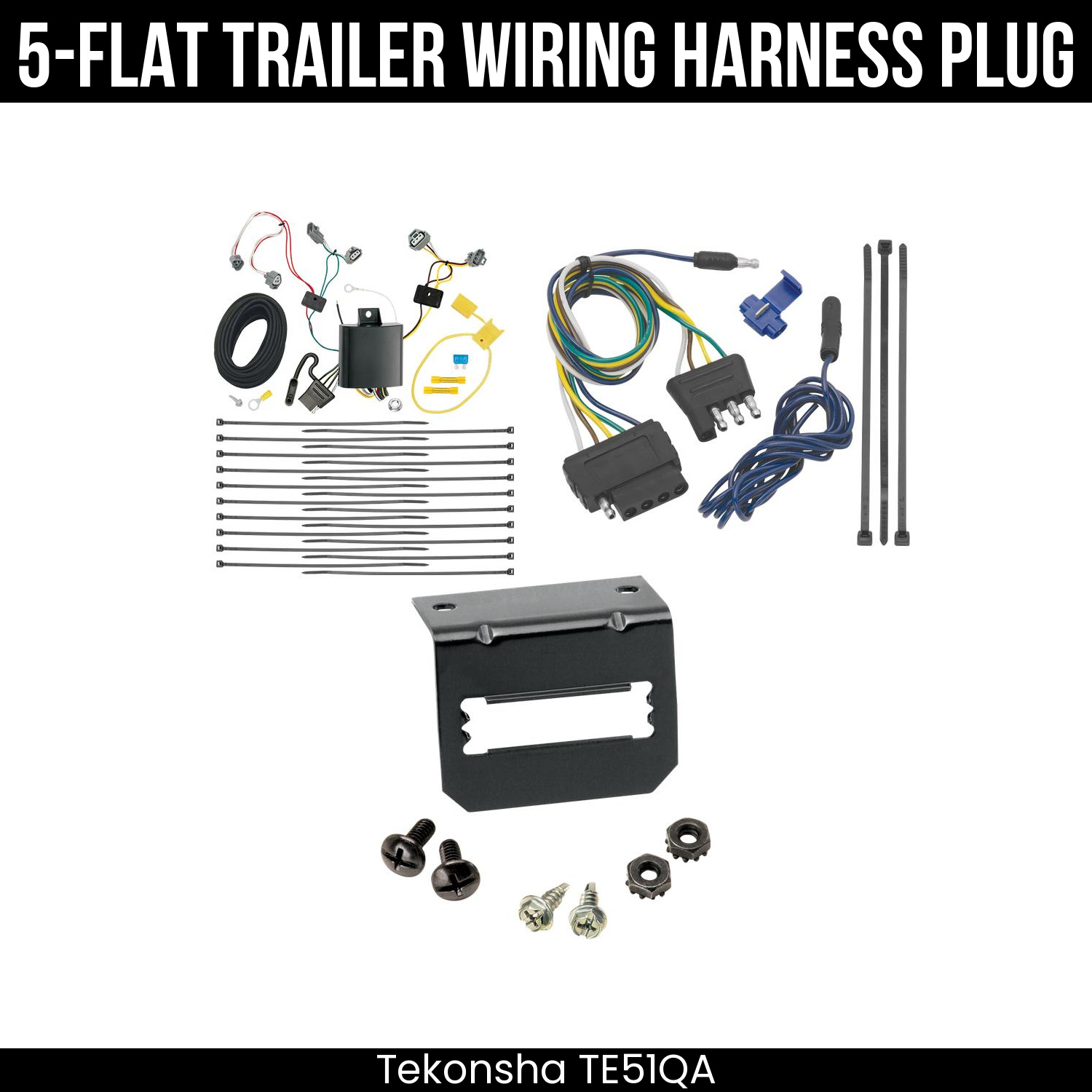 Trailer Wiring 5-Flat Plug w/ Bracket