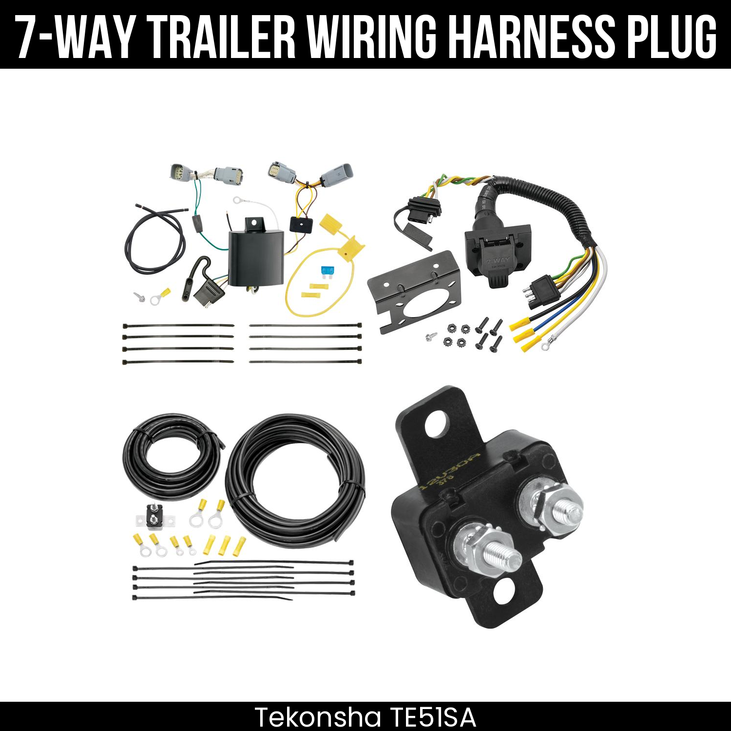 Trailer Wiring 7-Way Plug w/ Bracket