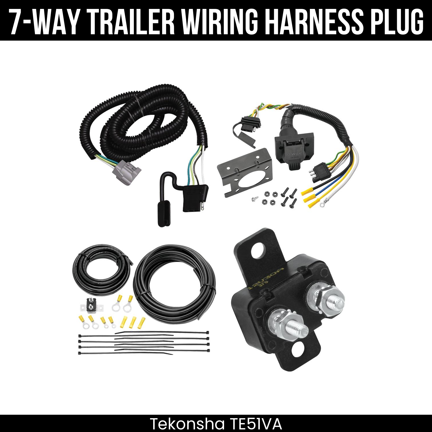 Trailer Wiring 7-Way Plug w/ Bracket