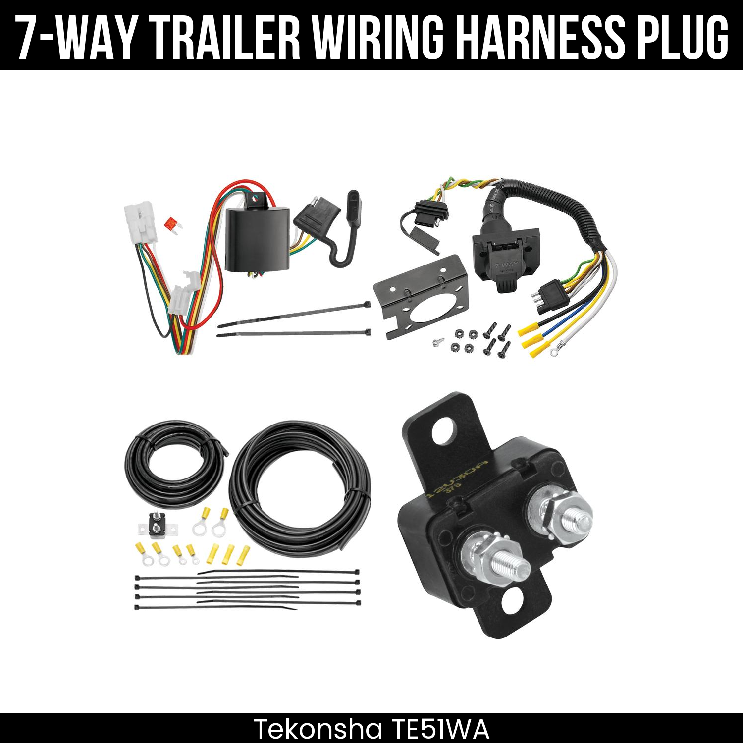 Trailer Wiring 7-Way Plug w/ Bracket