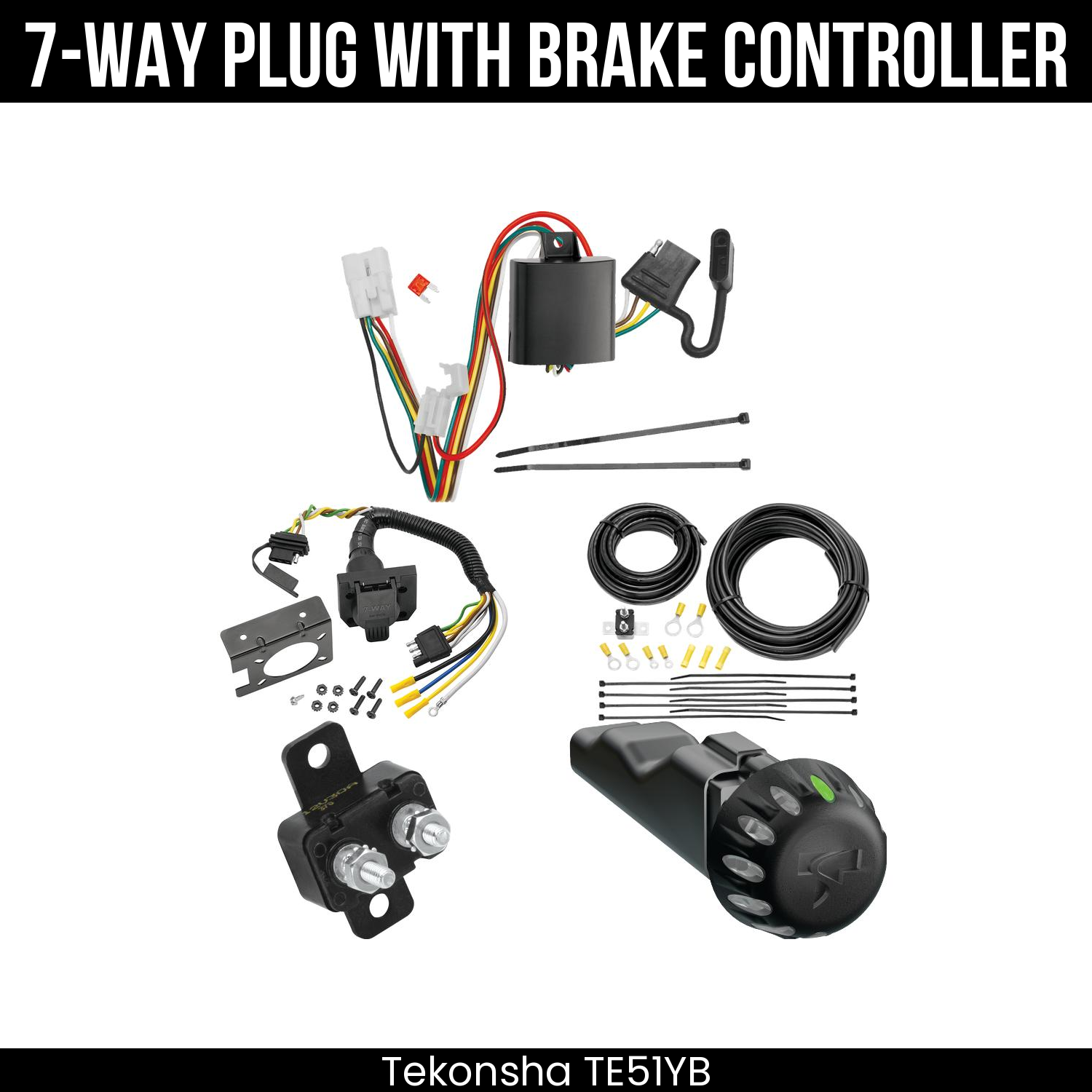 Trailer Wiring 7-Way Plug w/ Bracket , Tekonsha Voyager iD Smart Brake Control