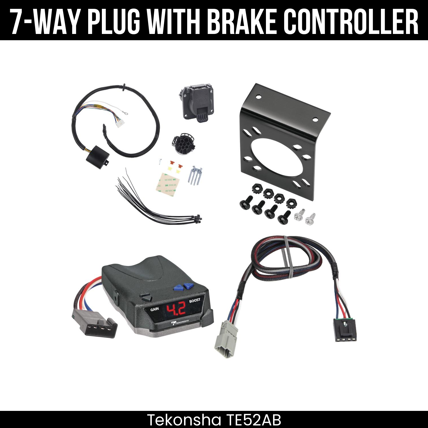 Trailer Wiring 7-Way Plug w/ Bracket , Tekonsha Brake EVN Control