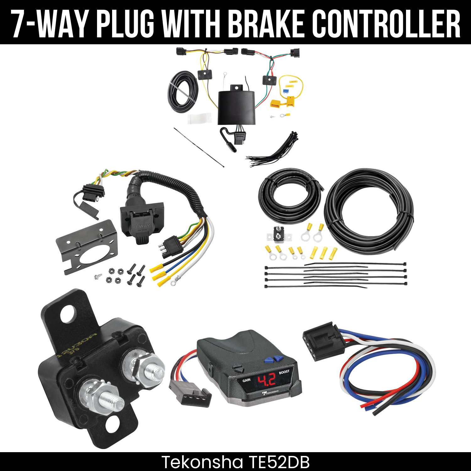 Trailer Wiring 7-Way Plug w/ Bracket , Tekonsha Brake EVN Control