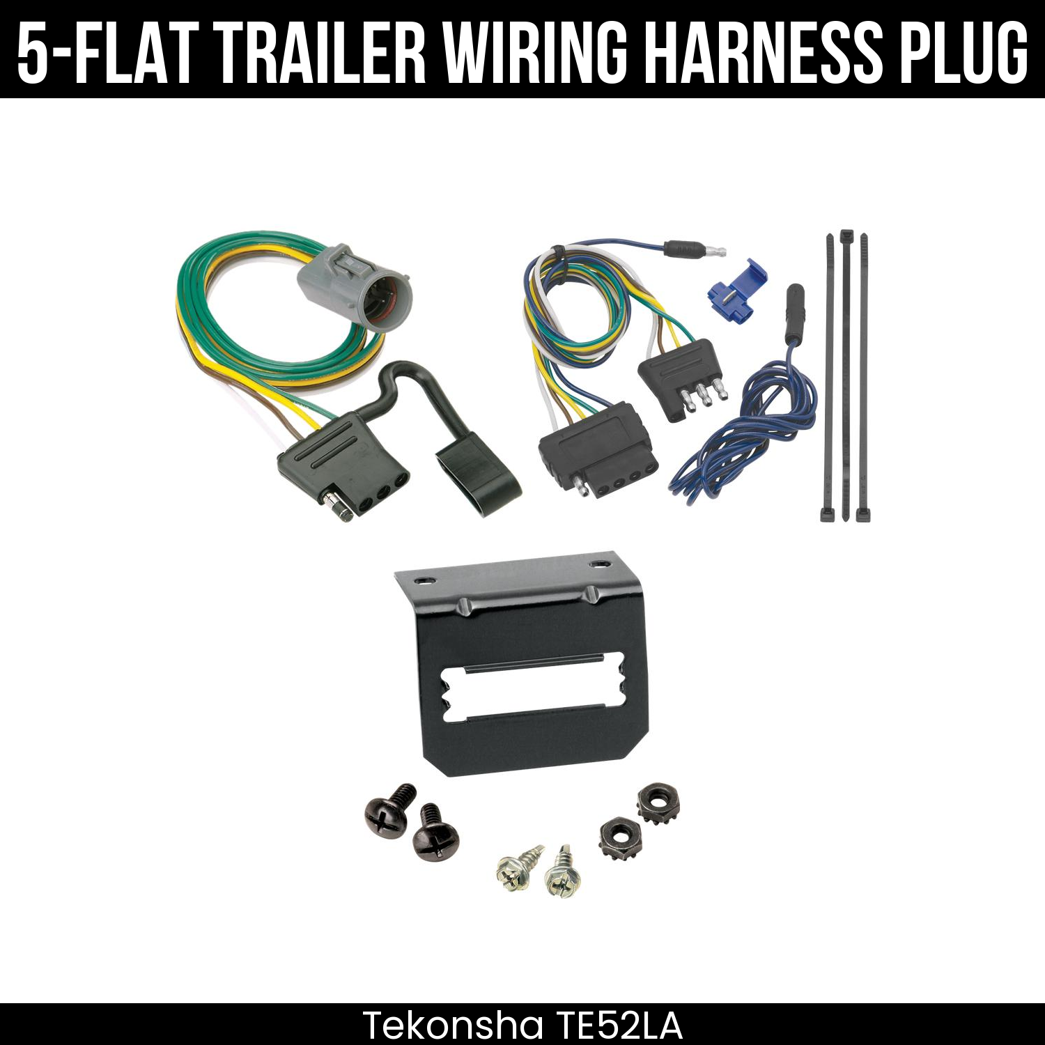 Trailer Wiring 5-Flat Plug w/ Bracket