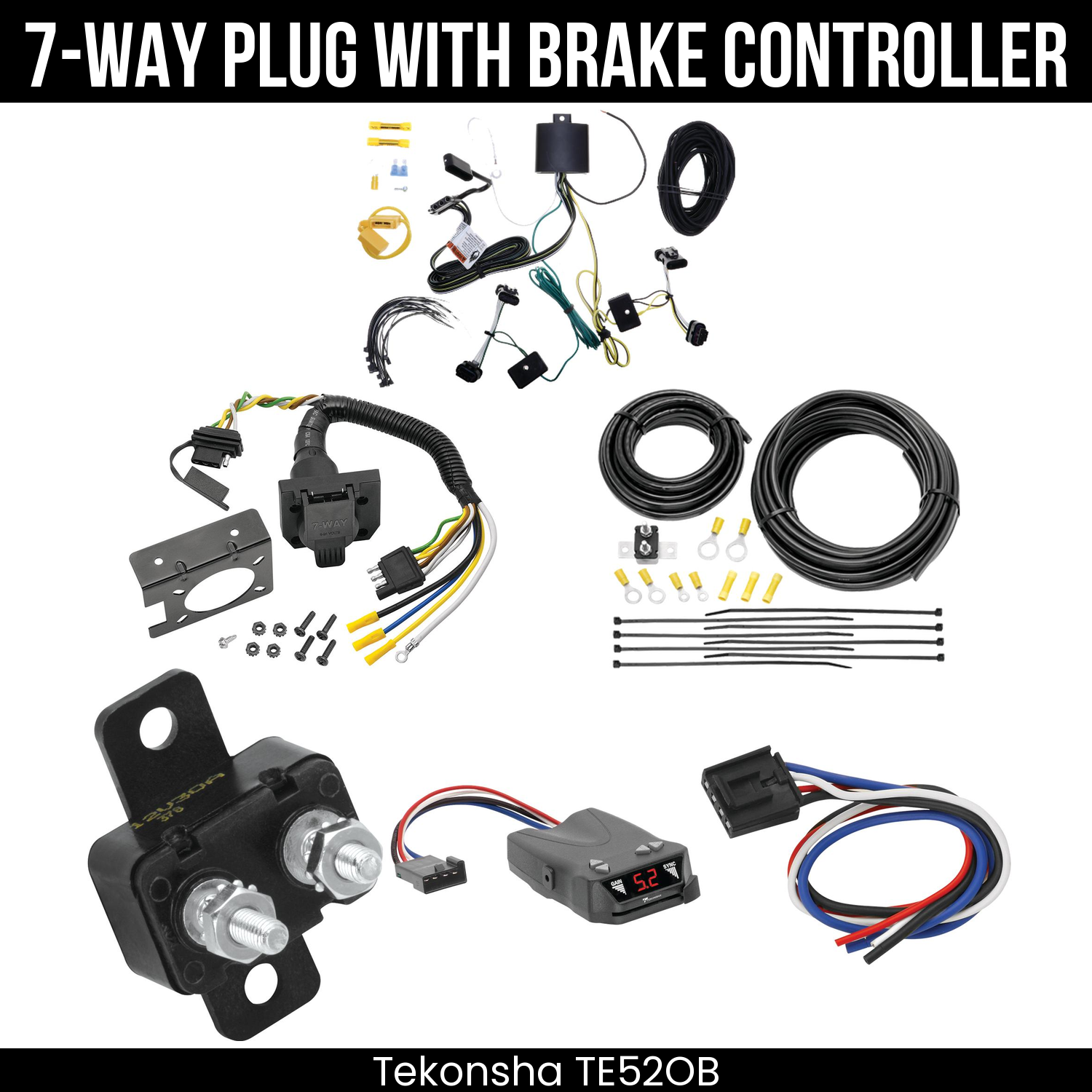 Trailer Wiring 7-Way Plug w/ Bracket , Tekonsha Brakeman IV Brake Control