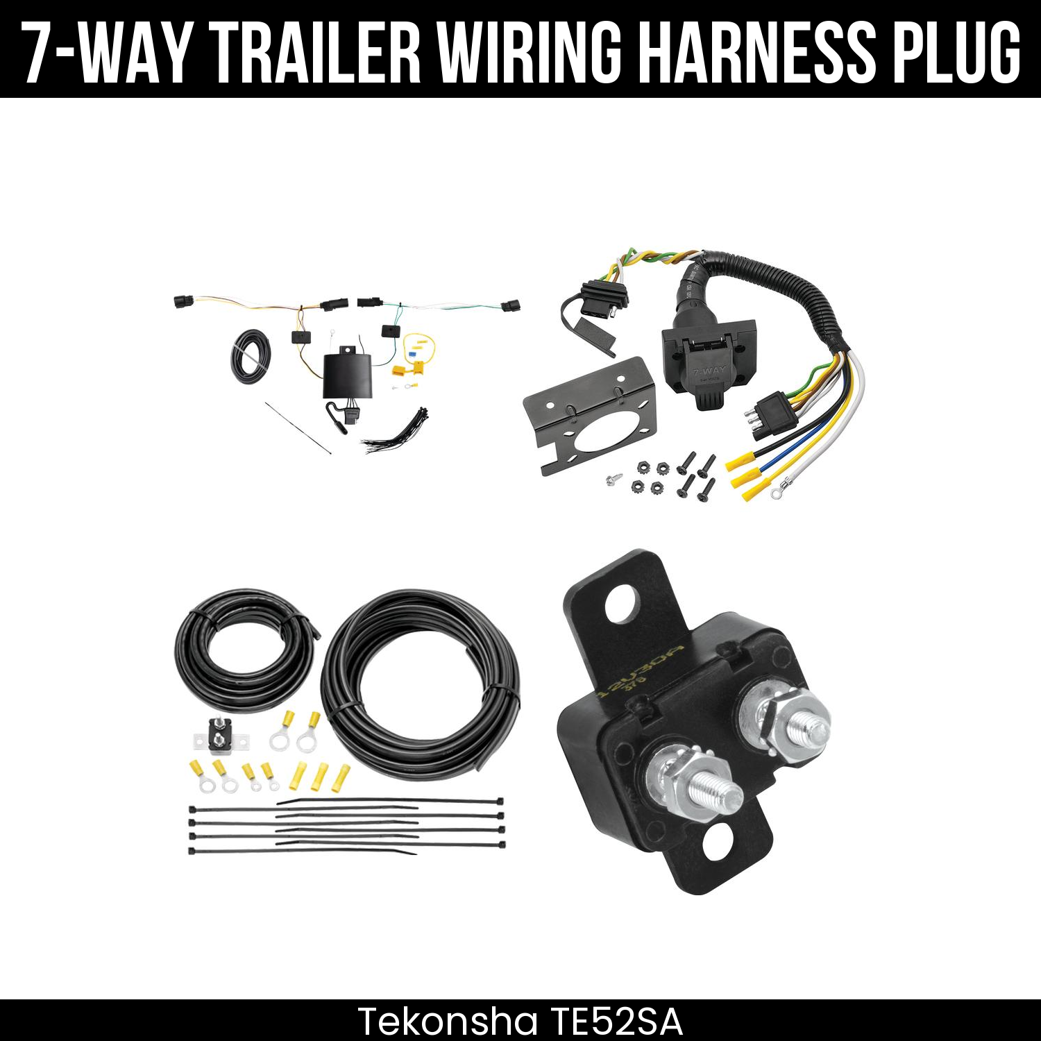 Trailer Wiring 7-Way Plug w/ Bracket