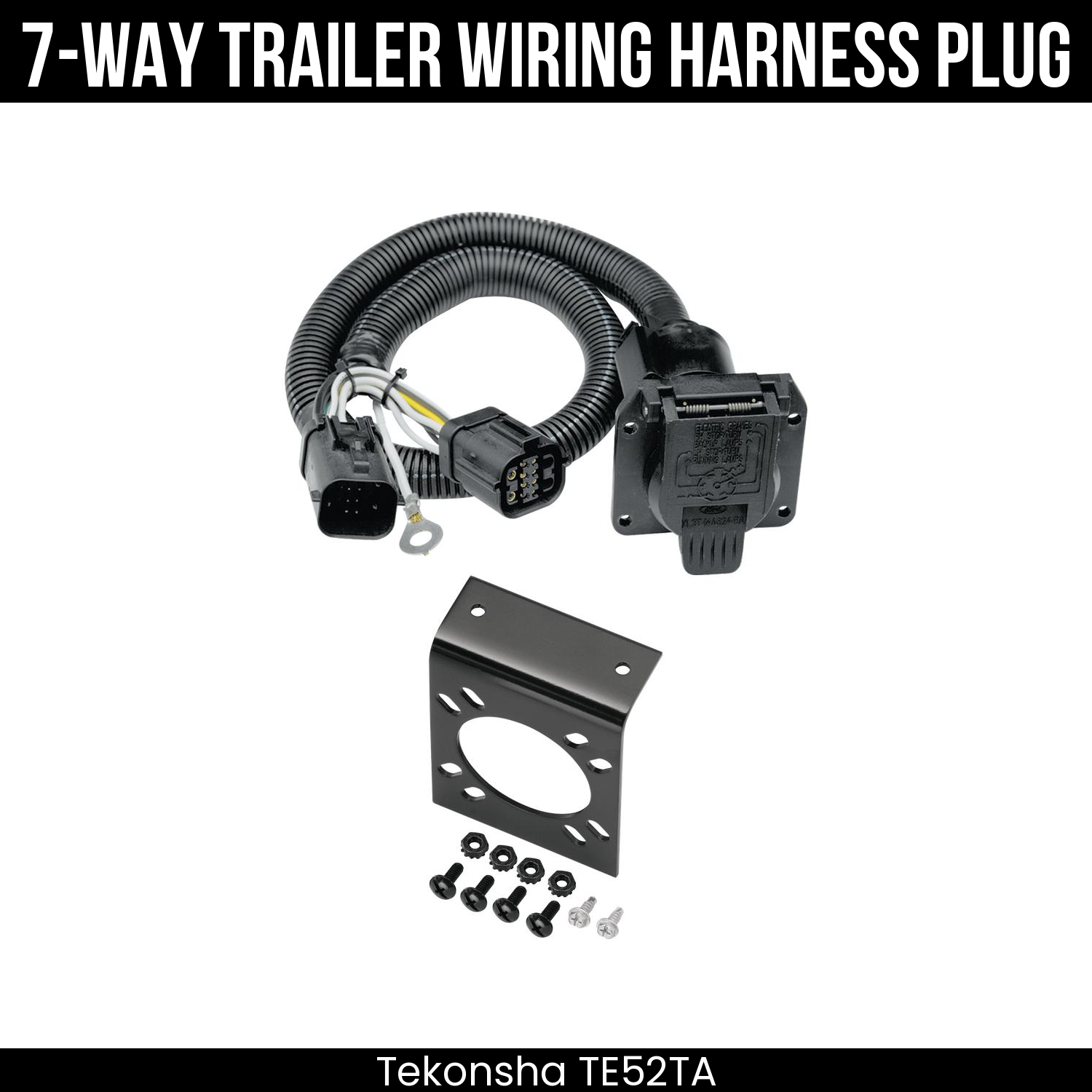Trailer Wiring 7-Way Plug w/ Bracket