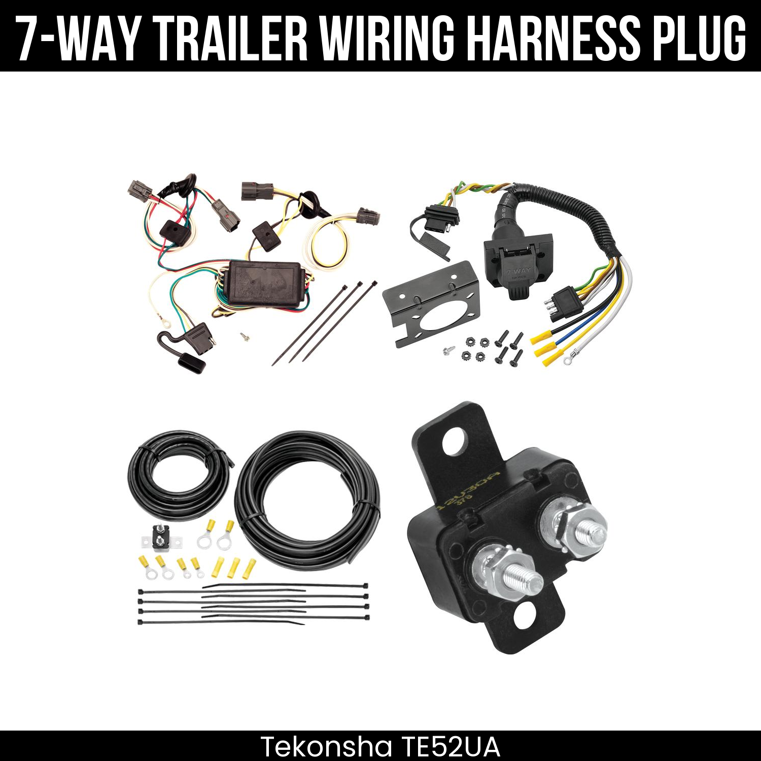Trailer Wiring 7-Way Plug w/ Bracket