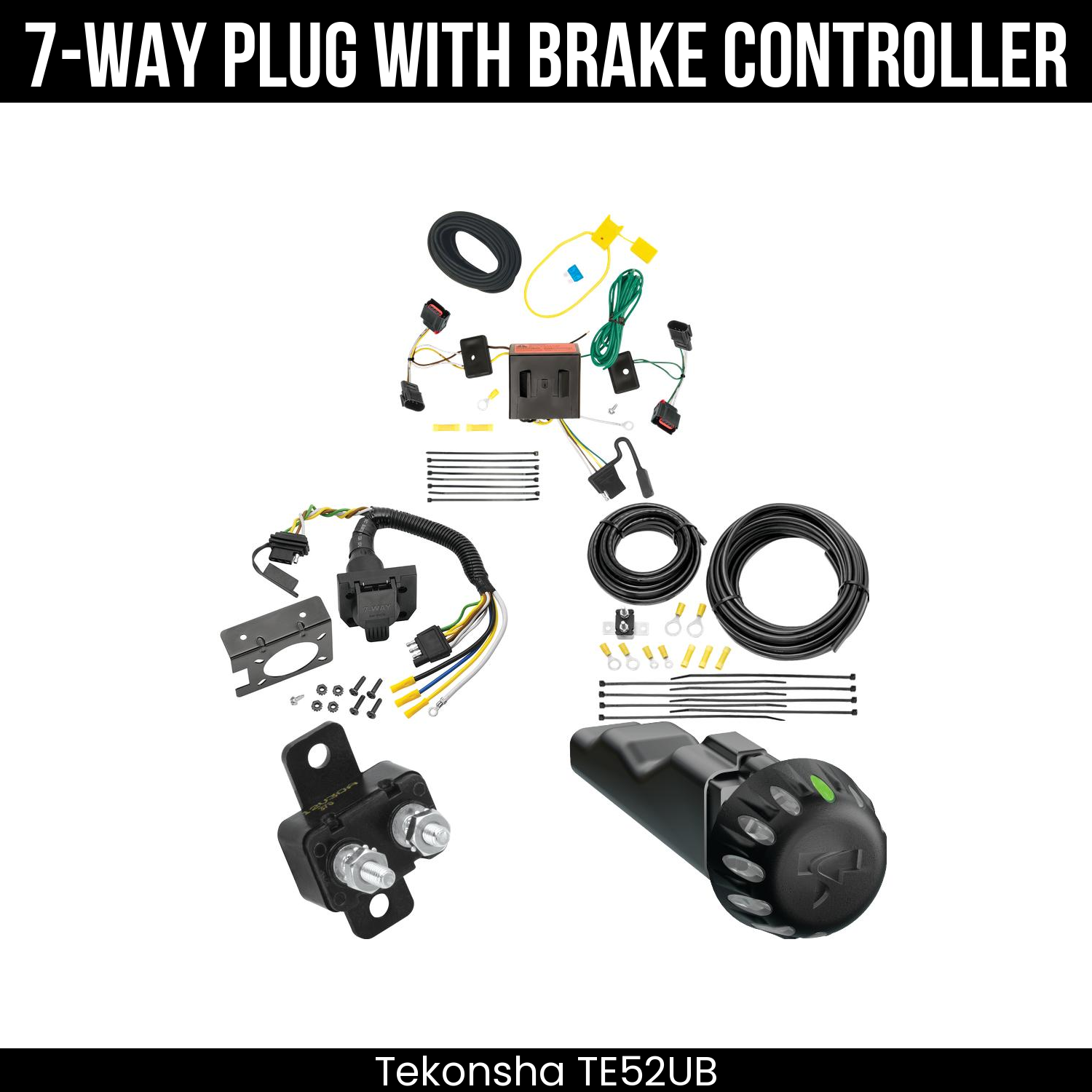 Trailer Wiring 7-Way Plug w/ Bracket , Tekonsha Voyager iD Smart Brake Control