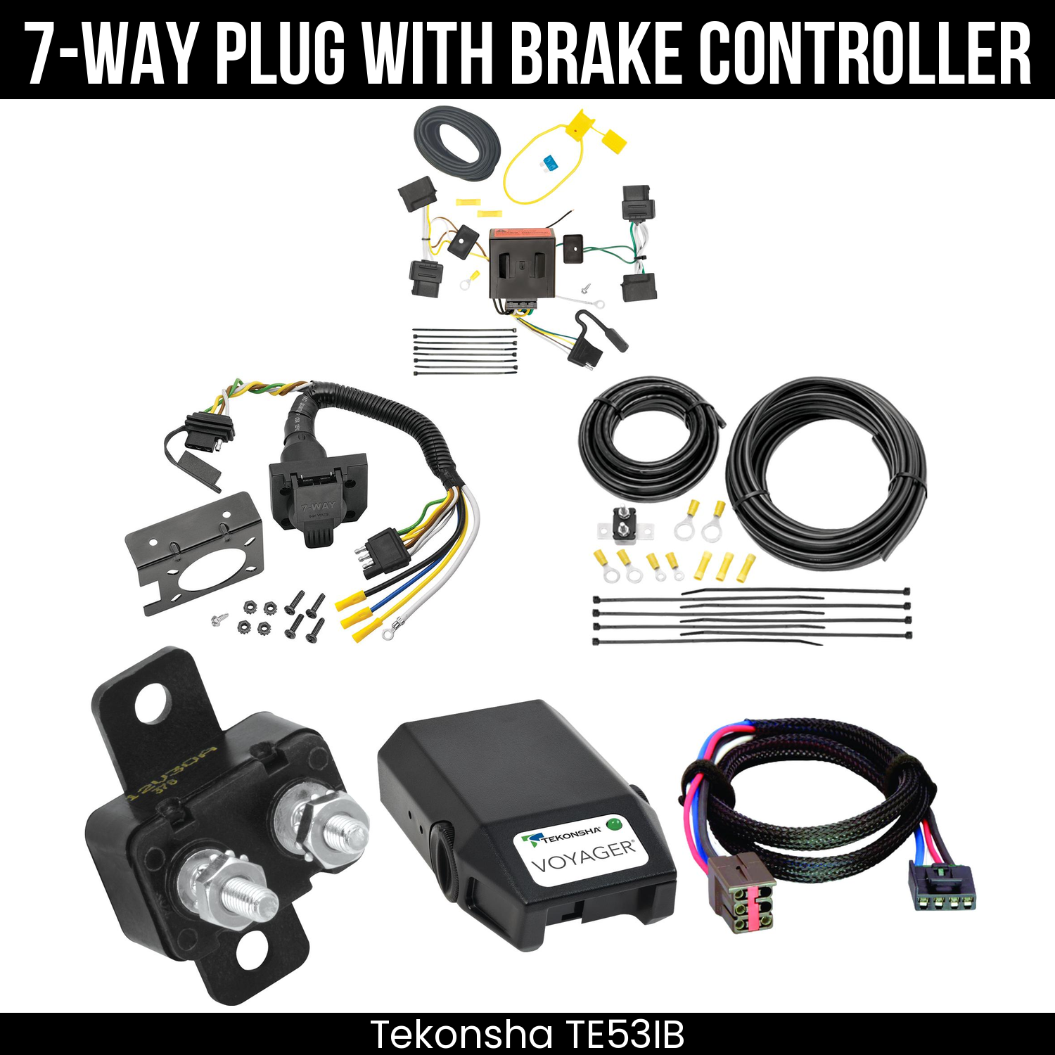 Trailer Wiring 7-Way Plug w/ Bracket , Tekonsha Voyager Brake Control