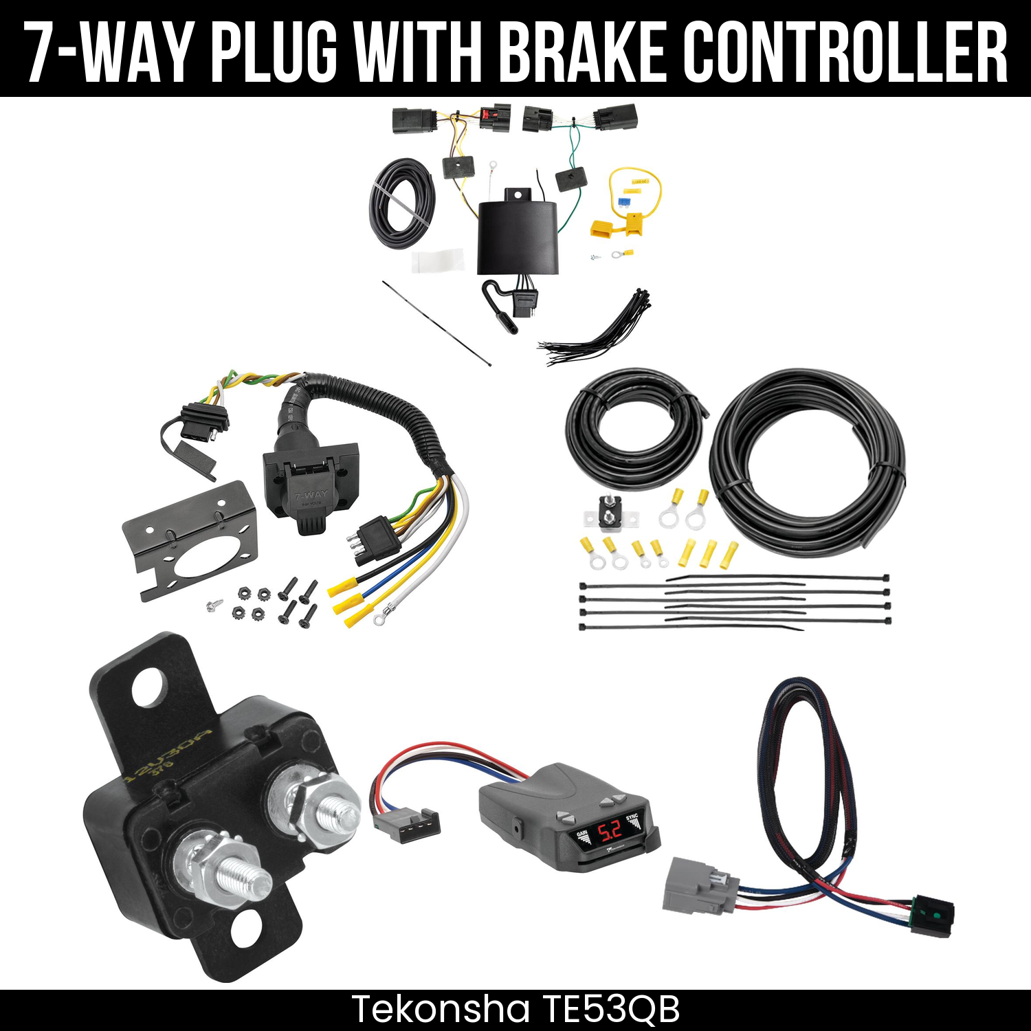 Trailer Wiring 7-Way Plug w/ Bracket , Tekonsha Brakeman IV Brake Control