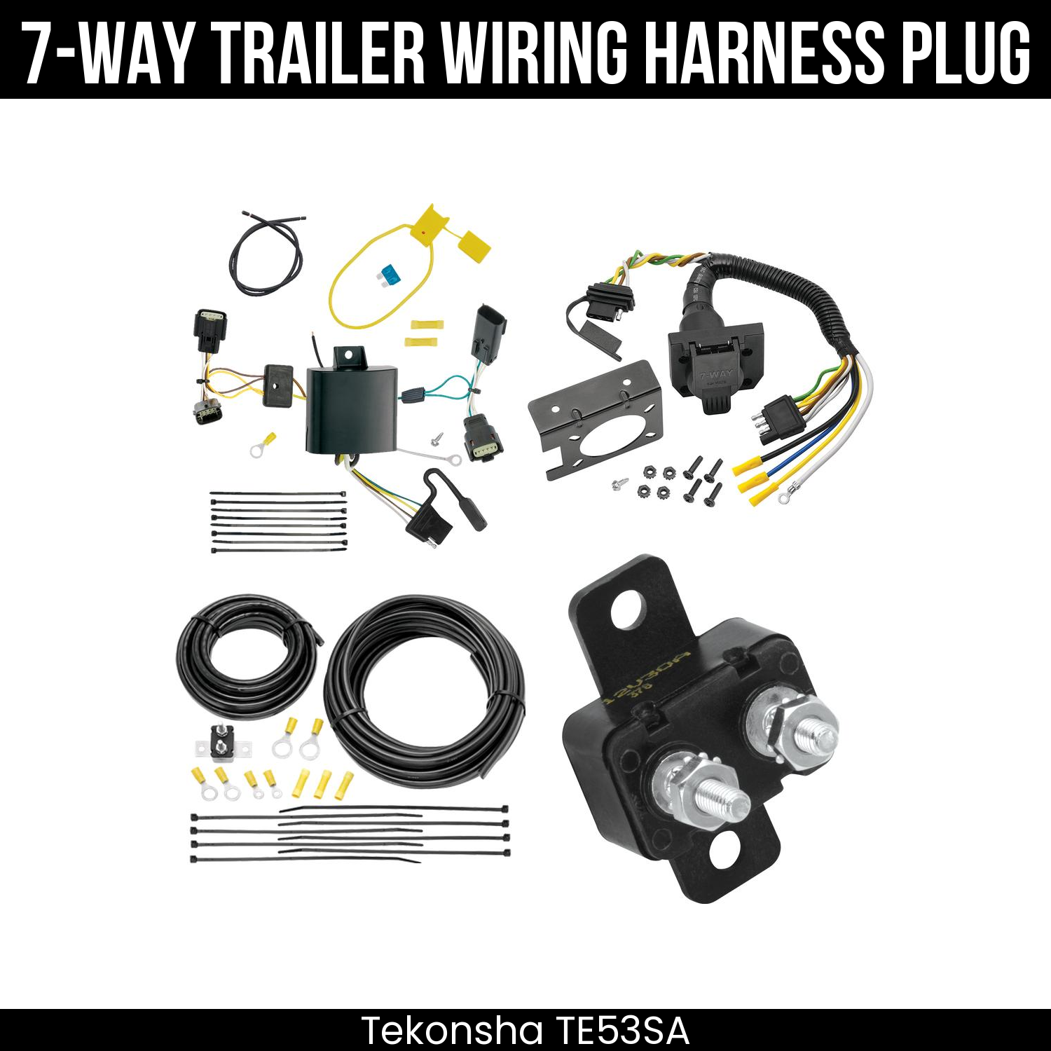 Trailer Wiring 7-Way Plug w/ Bracket