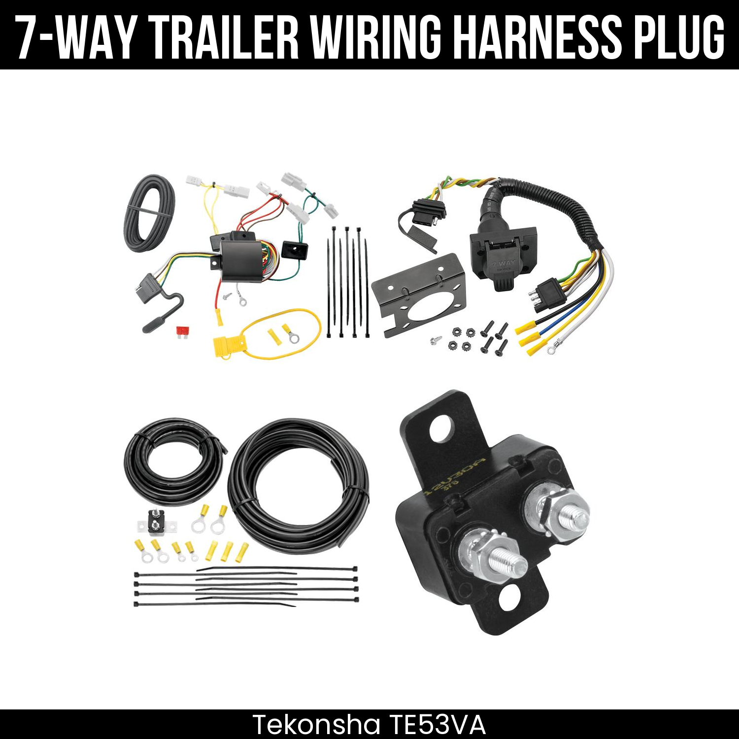 Trailer Wiring 7-Way Plug w/ Bracket