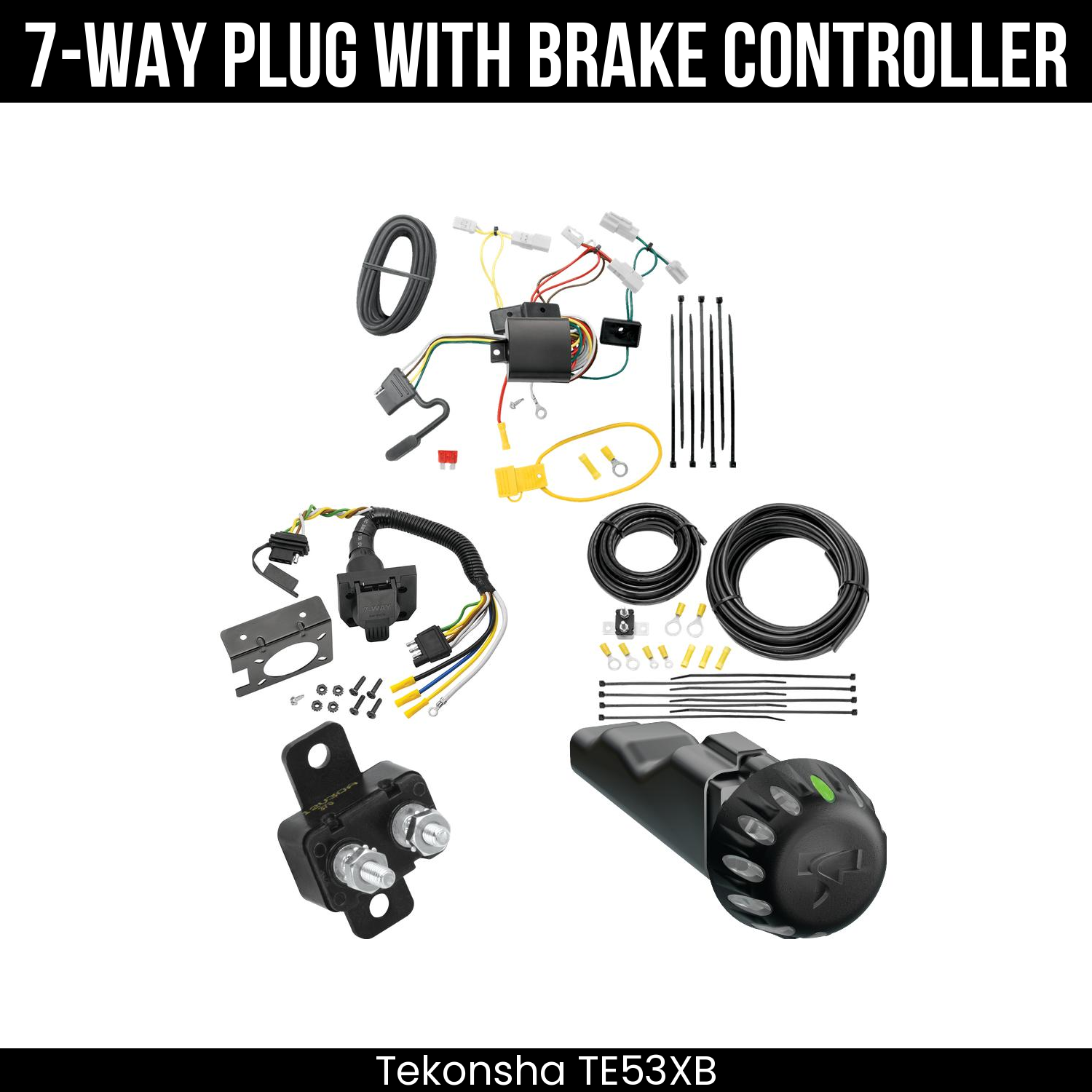 Trailer Wiring 7-Way Plug w/ Bracket , Tekonsha Voyager iD Smart Brake Control