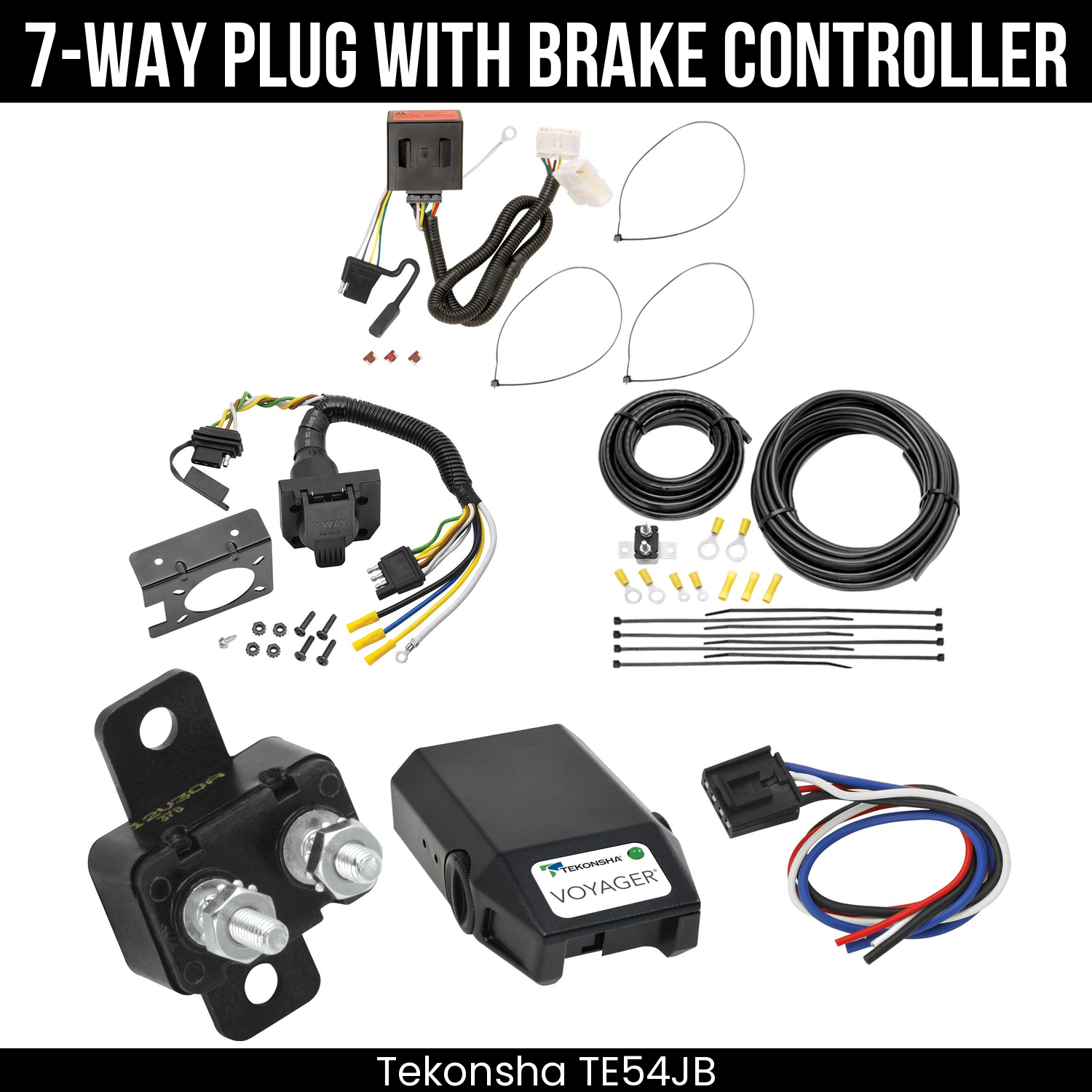 Trailer Wiring 7-Way Plug w/ Bracket , Tekonsha Voyager Brake Control