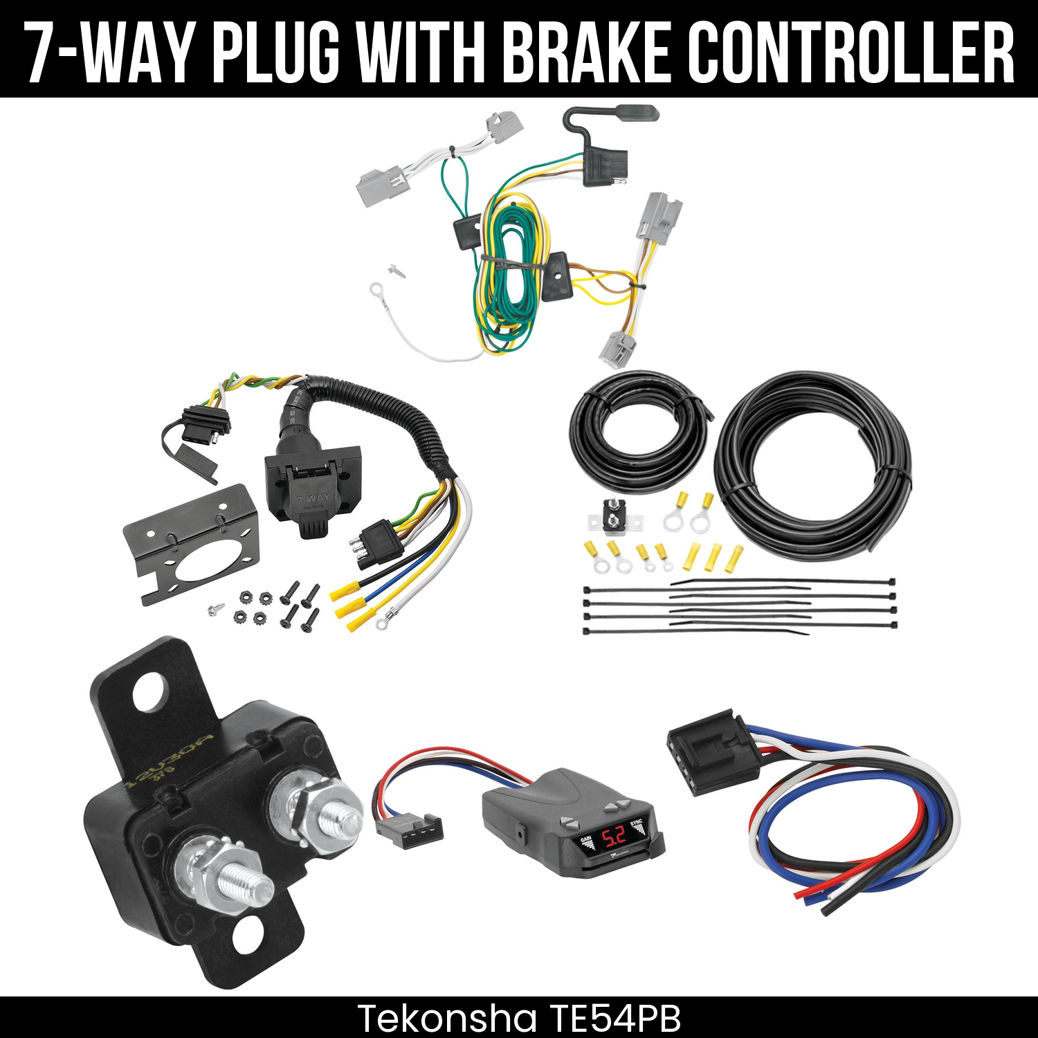 Trailer Wiring 7-Way Plug w/ Bracket , Tekonsha Brakeman IV Brake Control