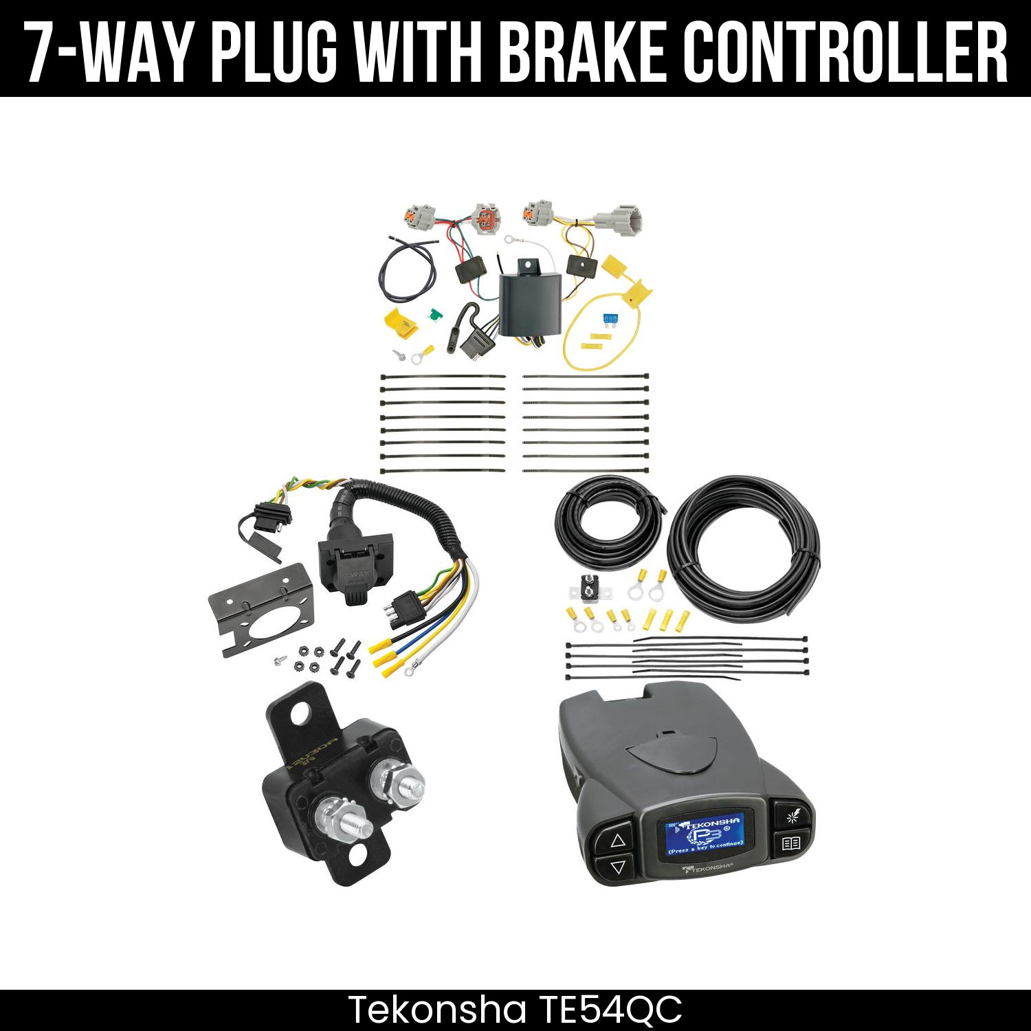 Trailer Wiring 7-Way Plug w/ Bracket , Tekonsha Prodigy P3 Brake Control