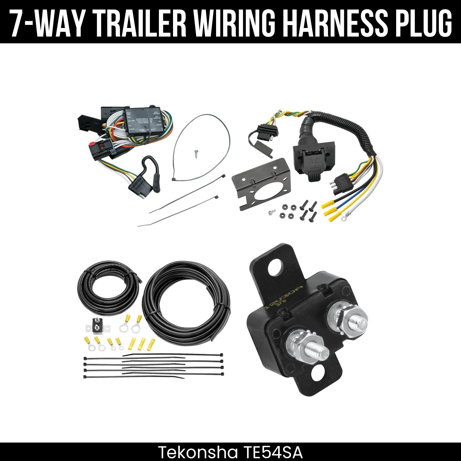 Trailer Wiring 7-Way Plug w/ Bracket