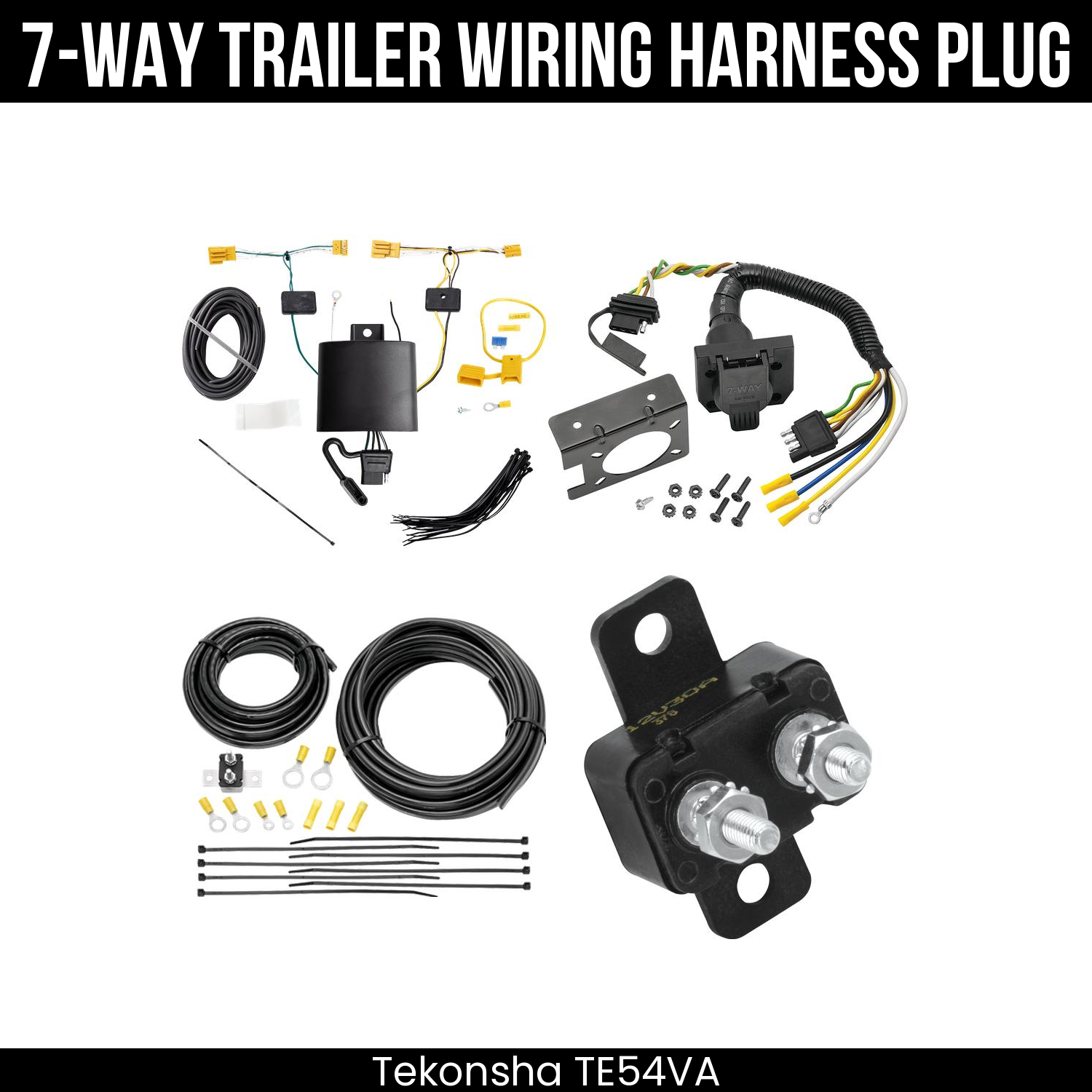Trailer Wiring 7-Way Plug w/ Bracket