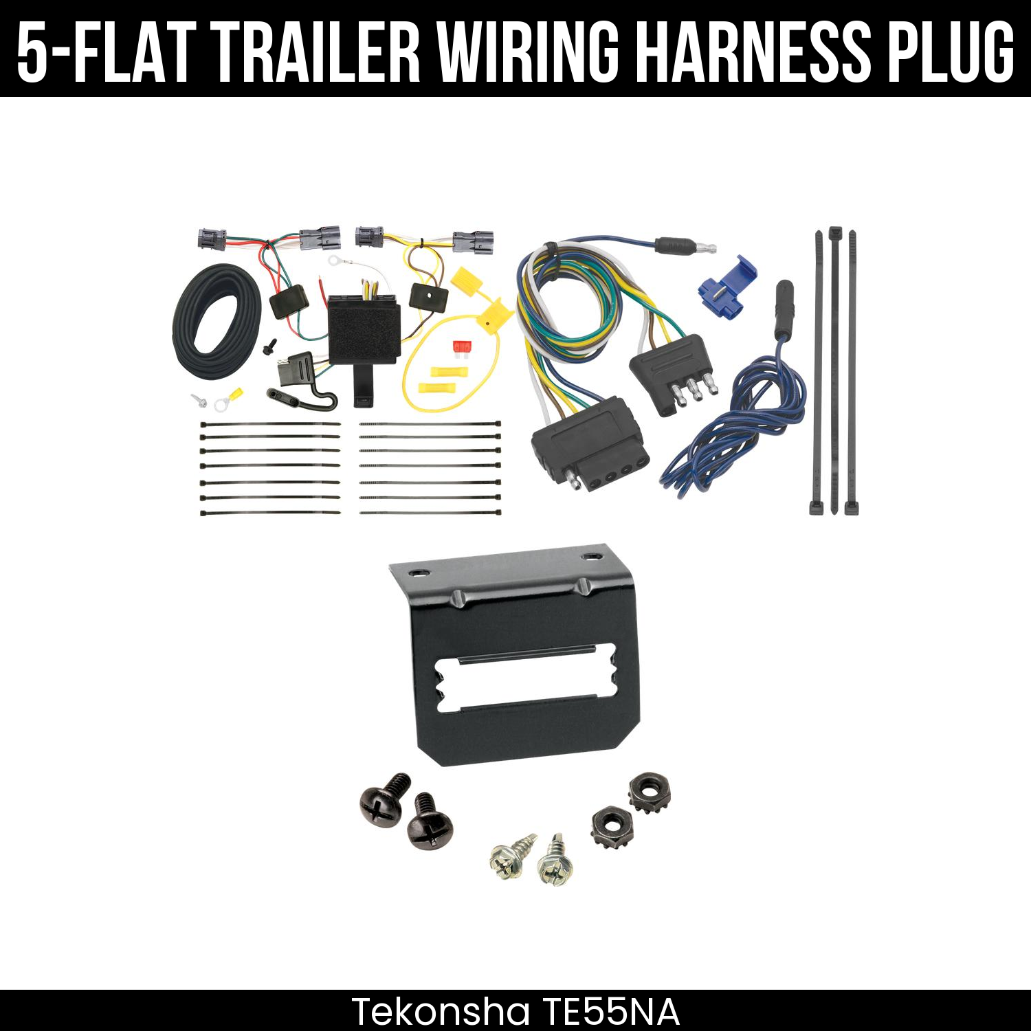 Trailer Wiring 5-Flat Plug w/ Bracket