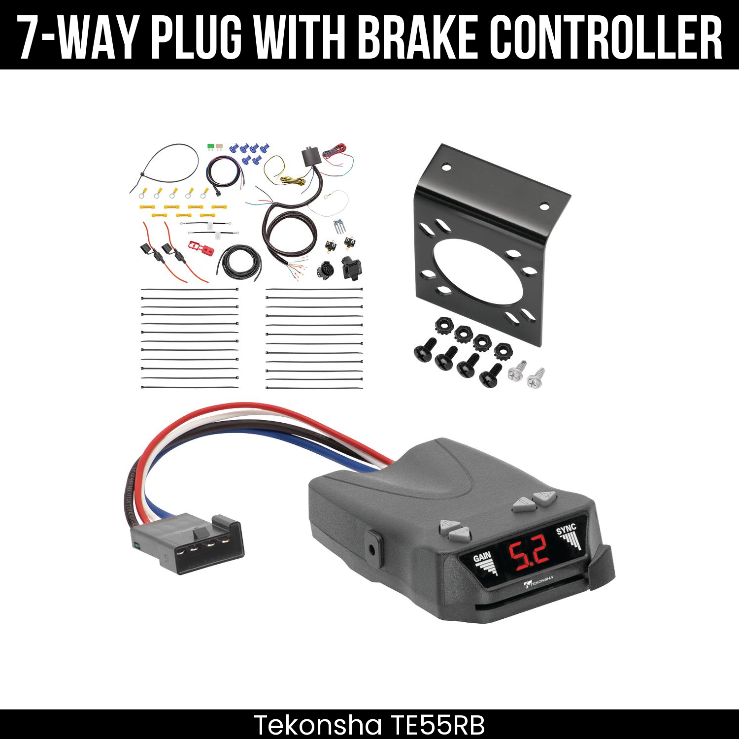 Trailer Wiring 7-Way Plug w/ Bracket , Tekonsha Brakeman IV Brake Control