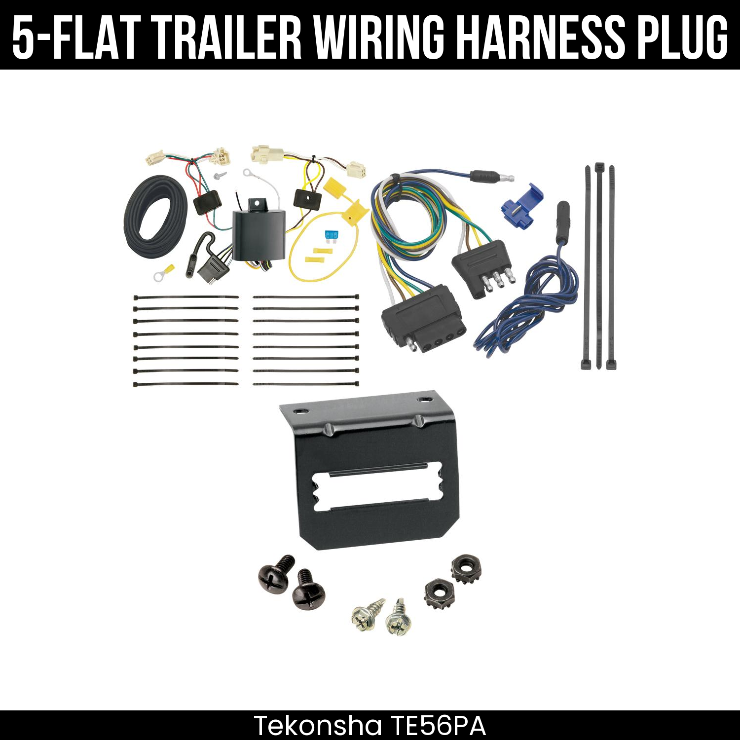 Trailer Wiring 5-Flat Plug w/ Bracket