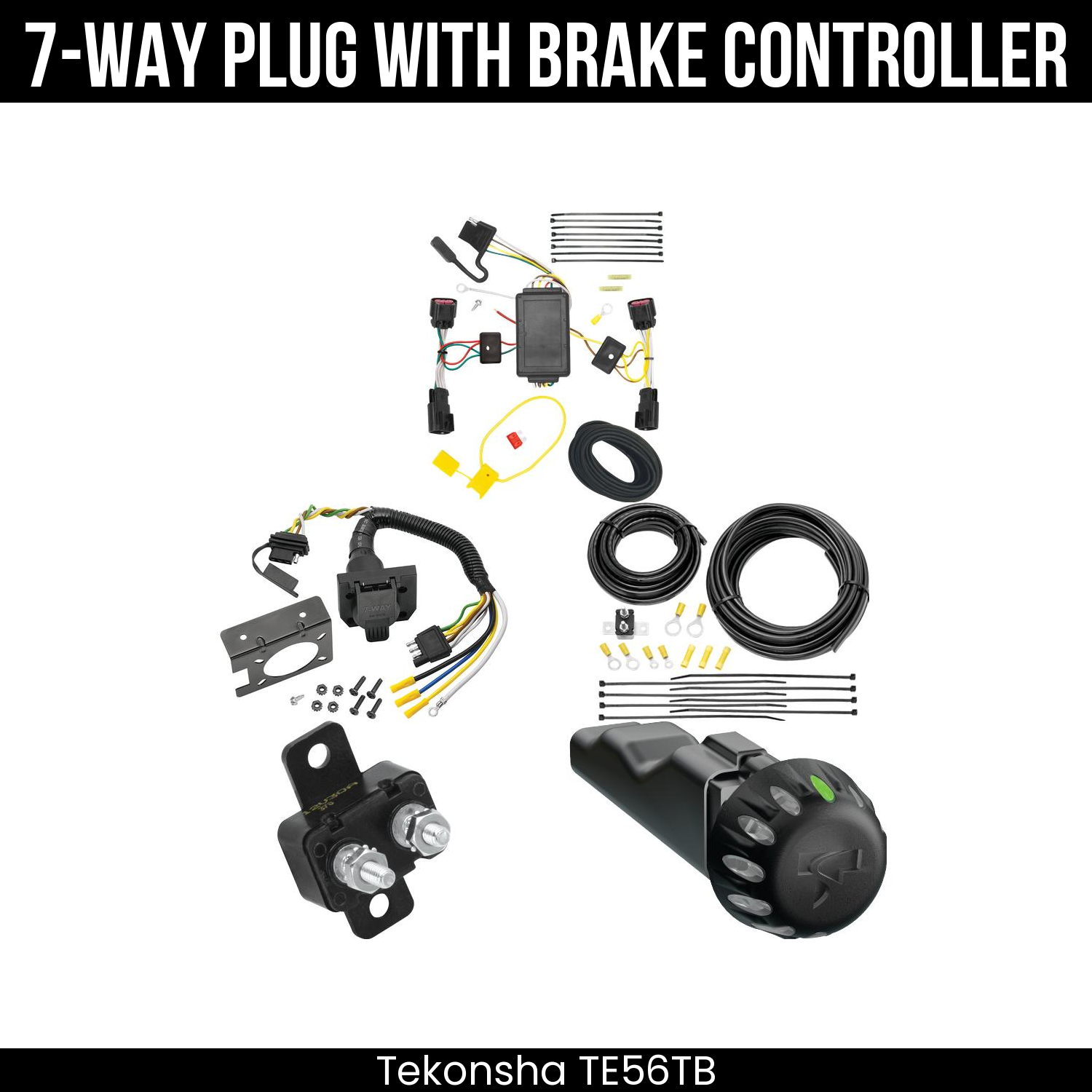 Trailer Wiring 7-Way Plug w/ Bracket , Tekonsha Voyager iD Smart Brake Control