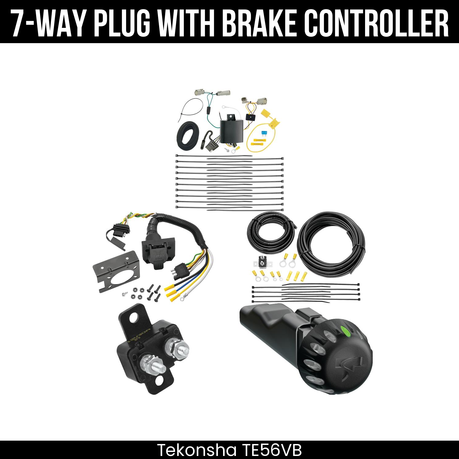 Trailer Wiring 7-Way Plug w/ Bracket , Tekonsha Voyager iD Smart Brake Control