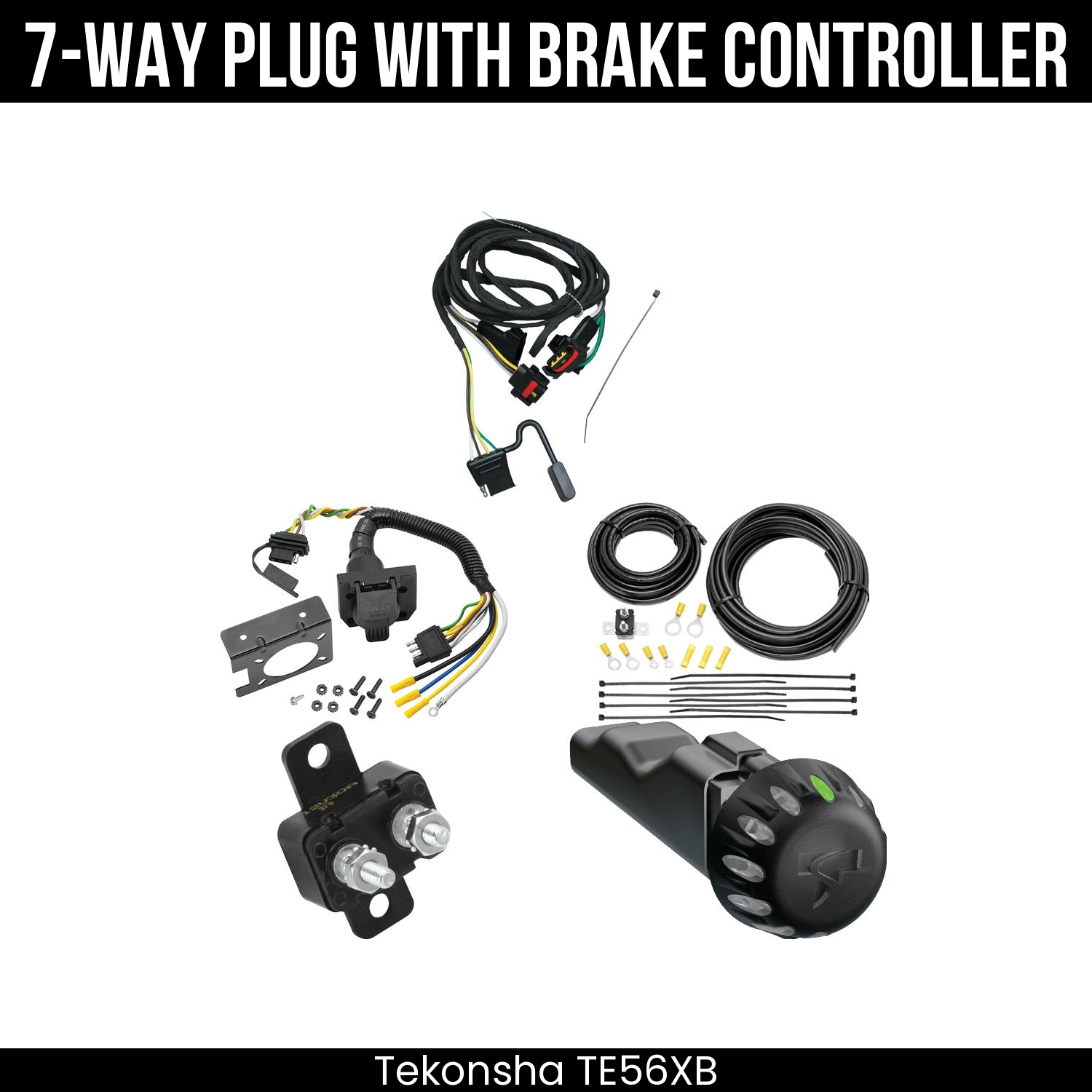 Trailer Wiring 7-Way Plug w/ Bracket , Tekonsha Voyager iD Smart Brake Control
