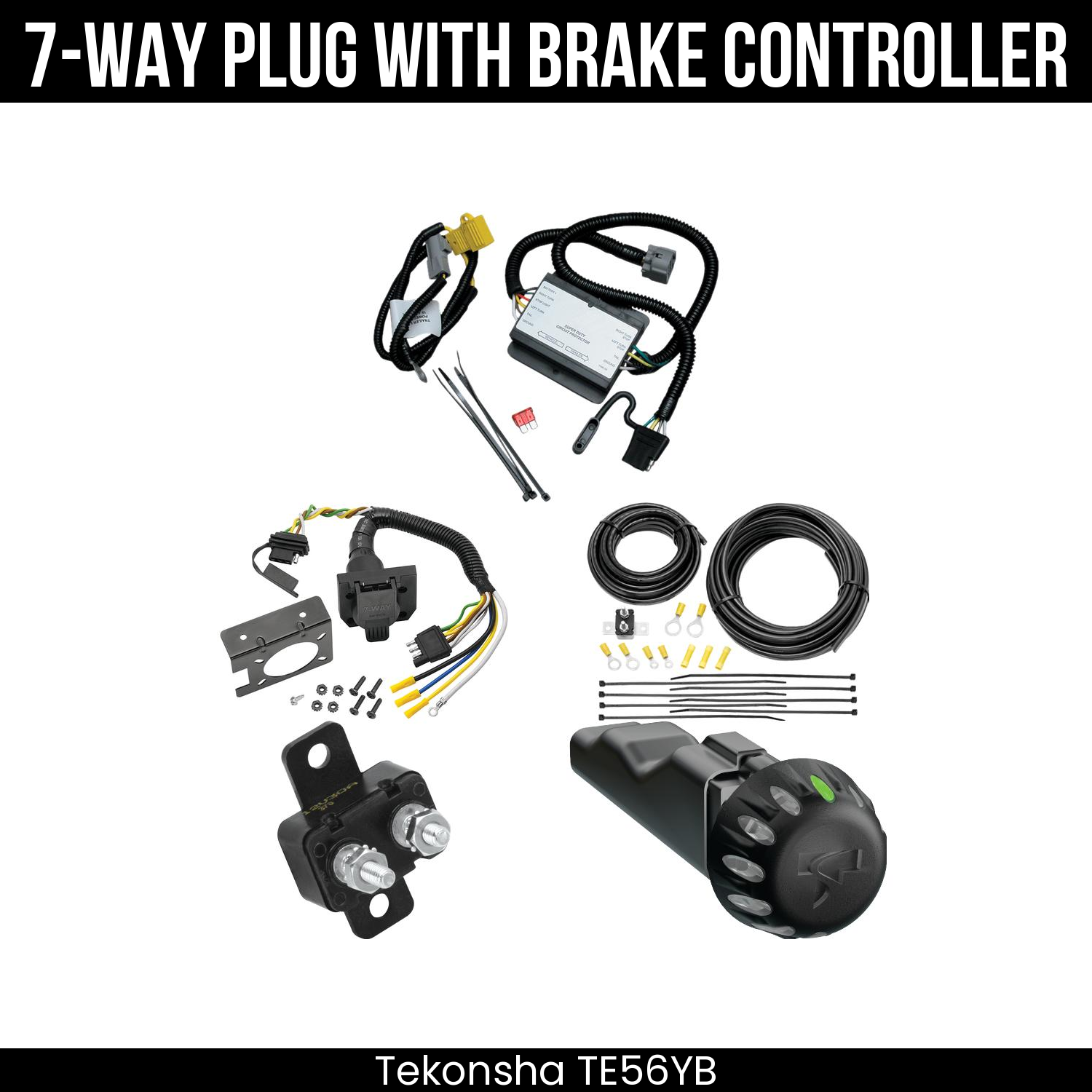 Trailer Wiring 7-Way Plug w/ Bracket , Tekonsha Voyager iD Smart Brake Control