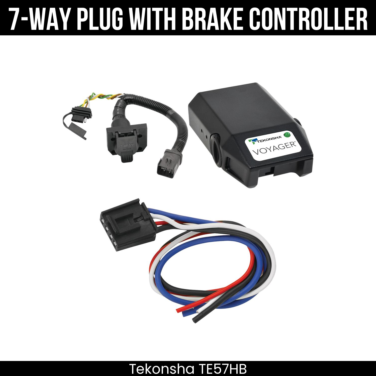 Trailer Wiring 7-Way Plug w/ Bracket , Tekonsha Voyager Brake Control