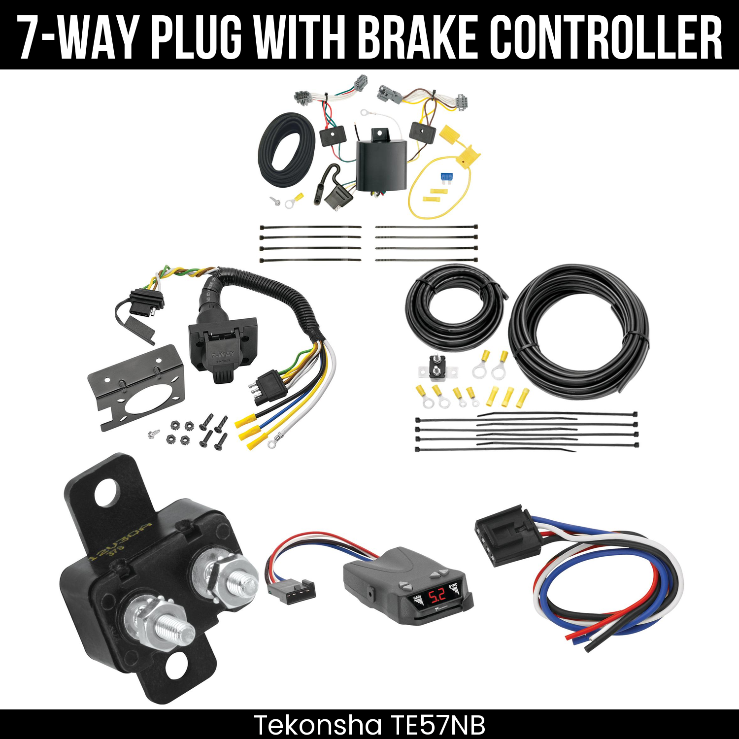 Trailer Wiring 7-Way Plug w/ Bracket , Tekonsha Brakeman IV Brake Control