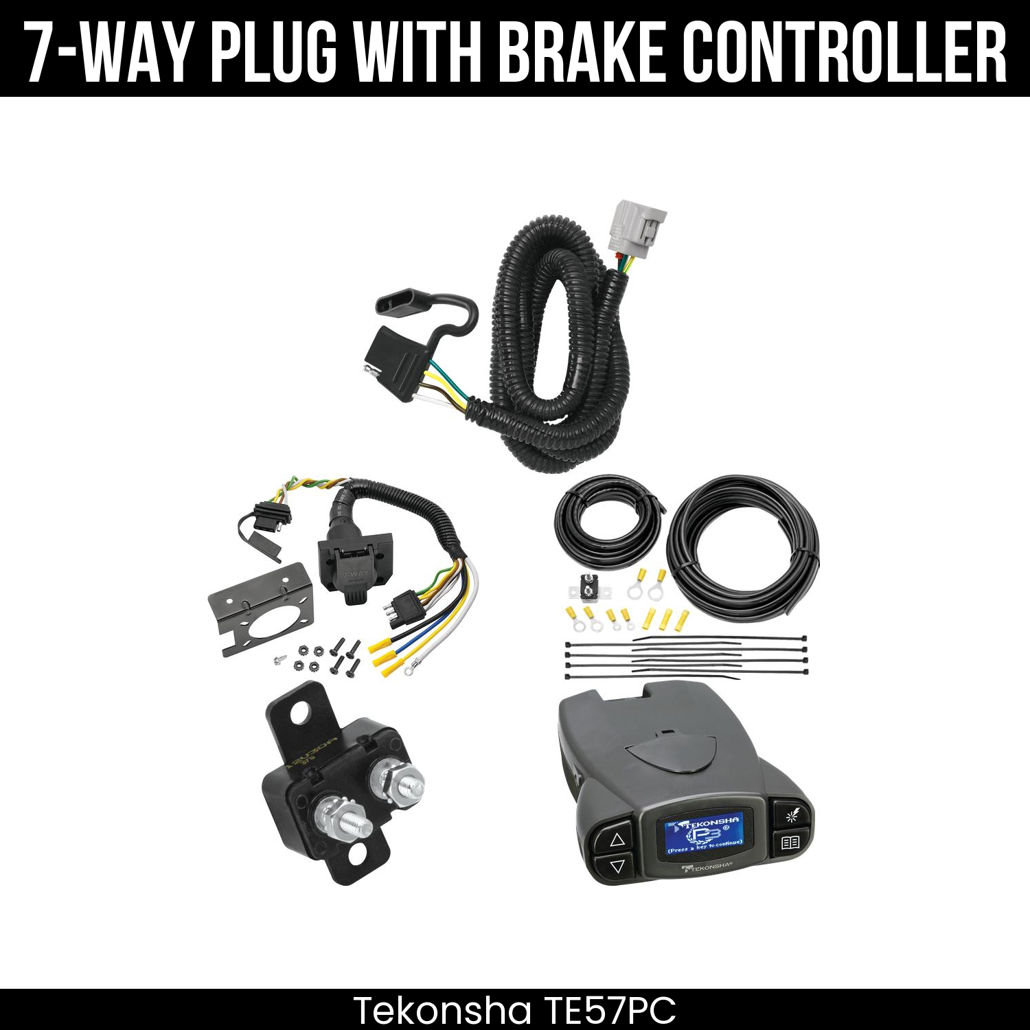 Trailer Wiring 7-Way Plug w/ Bracket , Tekonsha Prodigy P3 Brake Control