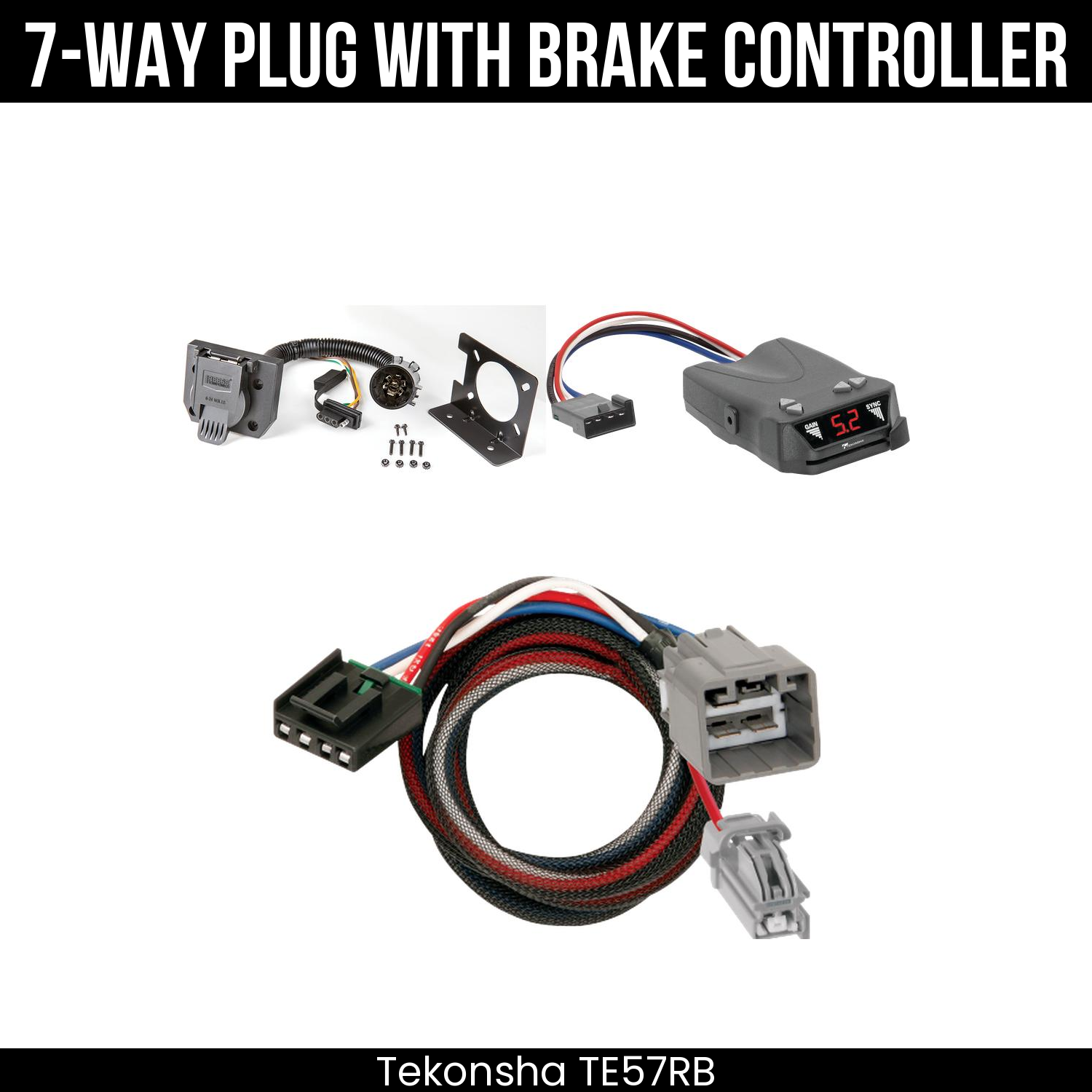Trailer Wiring 7-Way Plug w/ Bracket , Tekonsha Brakeman IV Brake Control