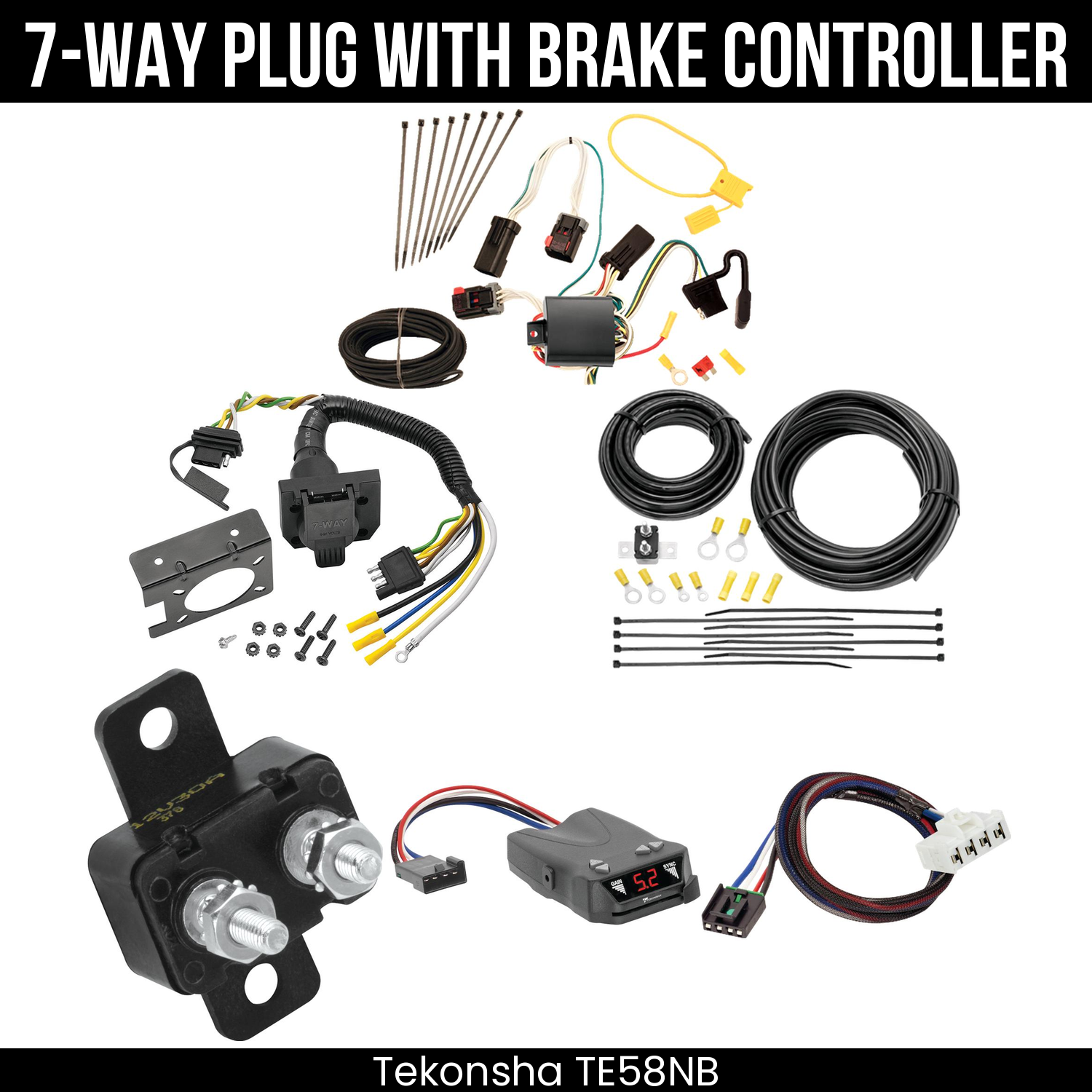 Trailer Wiring 7-Way Plug w/ Bracket , Tekonsha Brakeman IV Brake Control