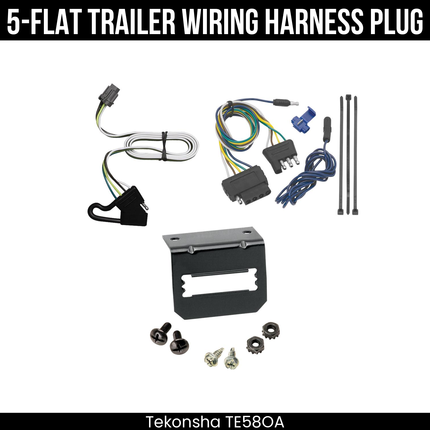 Trailer Wiring 5-Flat Plug w/ Bracket
