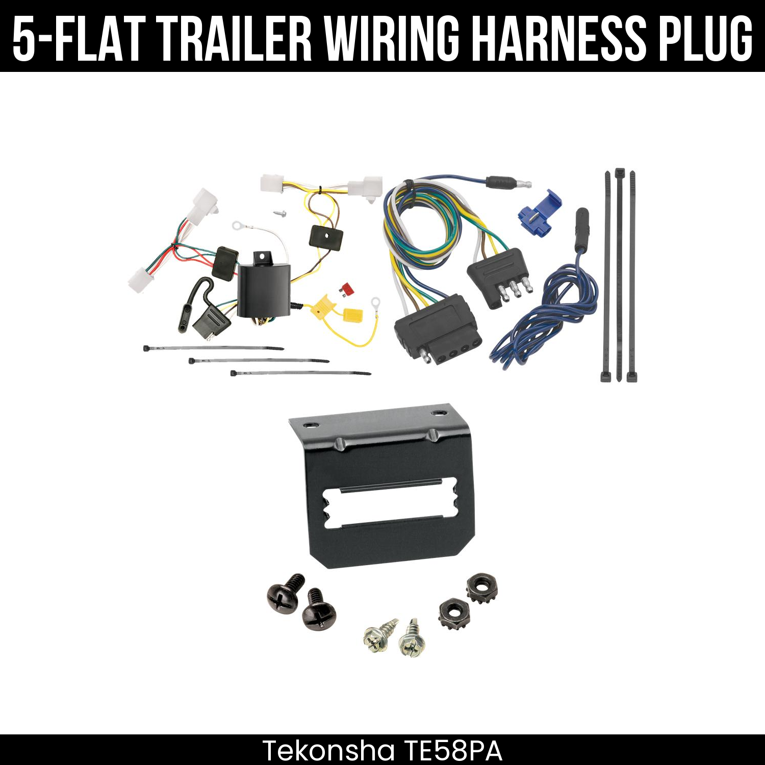 Trailer Wiring 5-Flat Plug w/ Bracket