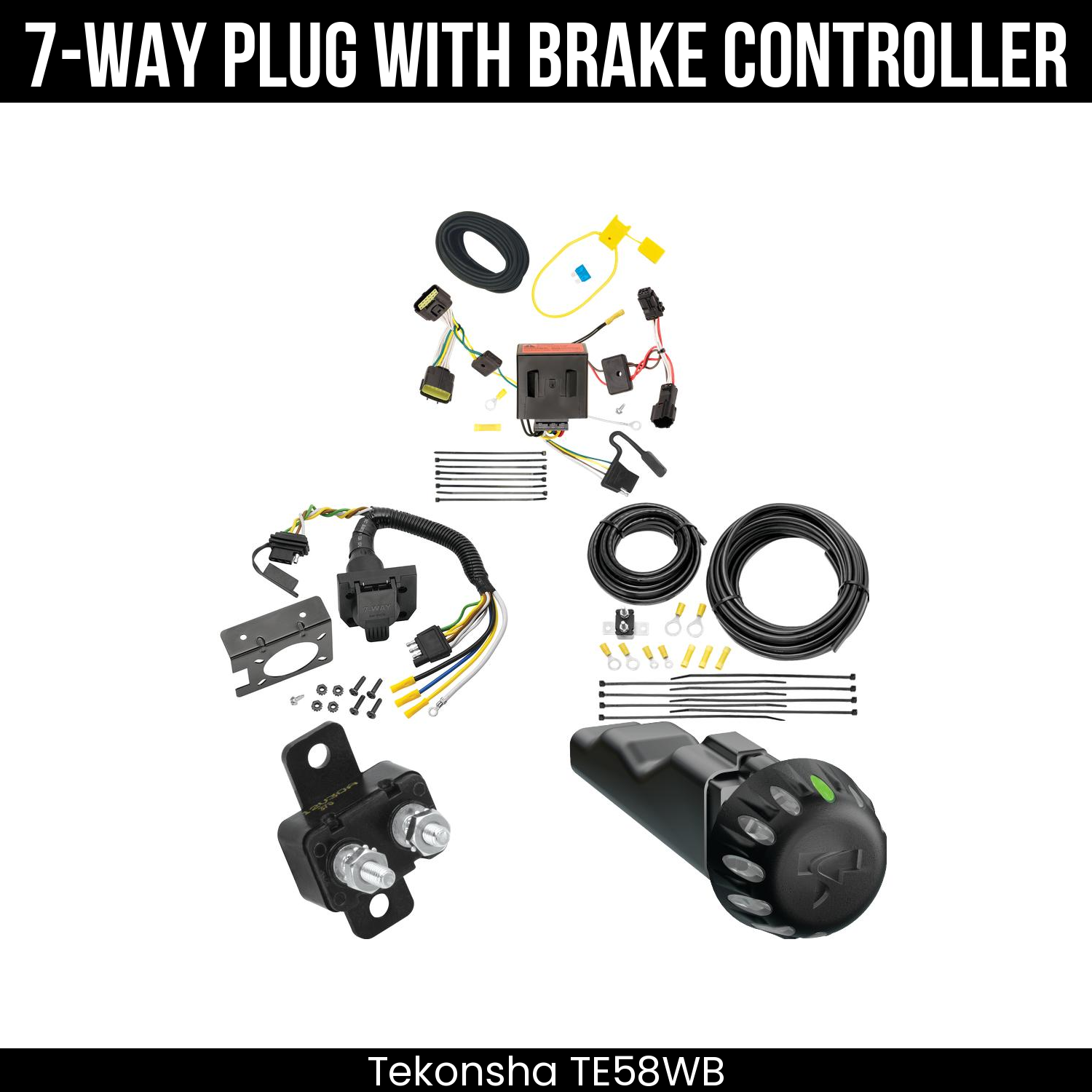 Trailer Wiring 7-Way Plug w/ Bracket , Tekonsha Voyager iD Smart Brake Control