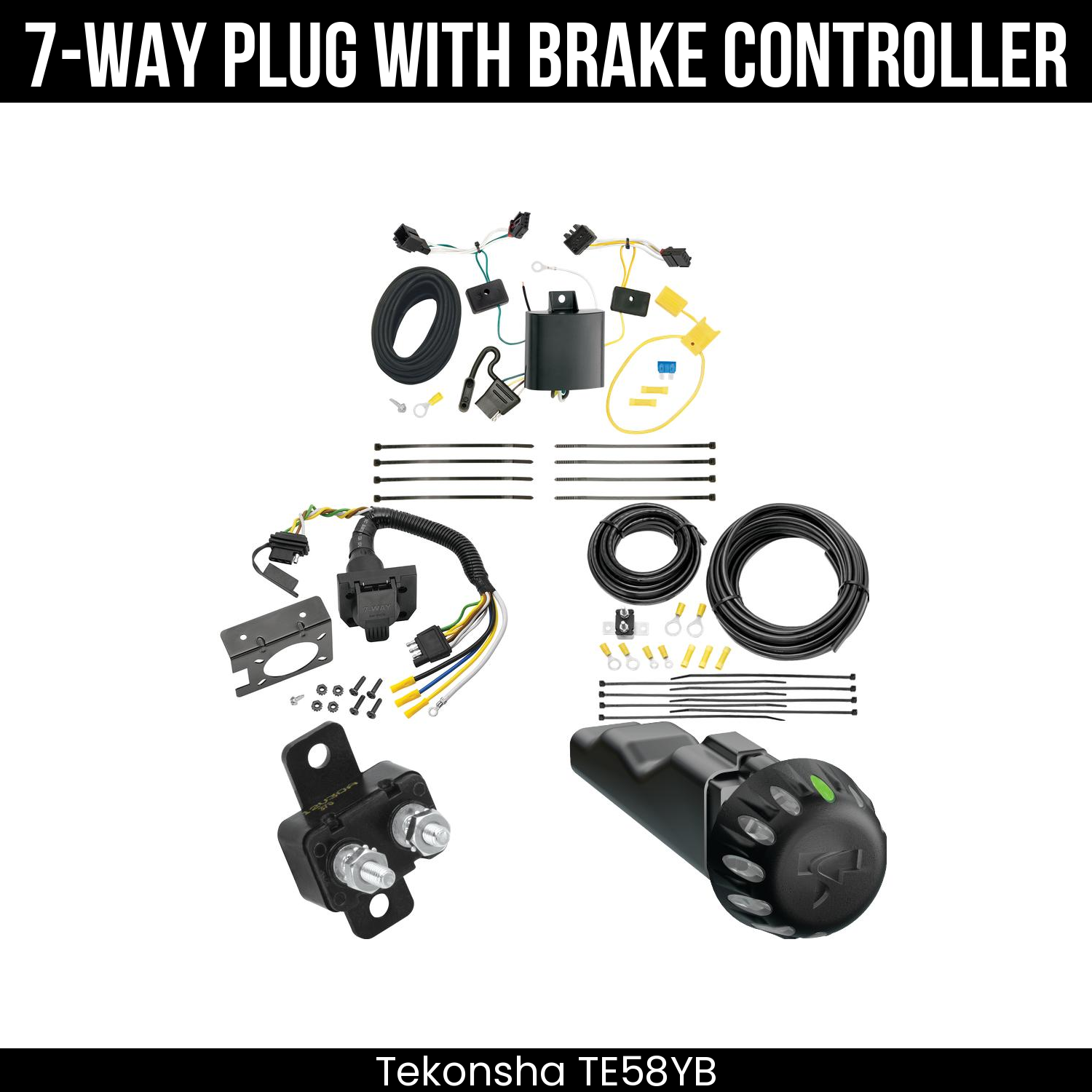 Trailer Wiring 7-Way Plug w/ Bracket , Tekonsha Voyager iD Smart Brake Control