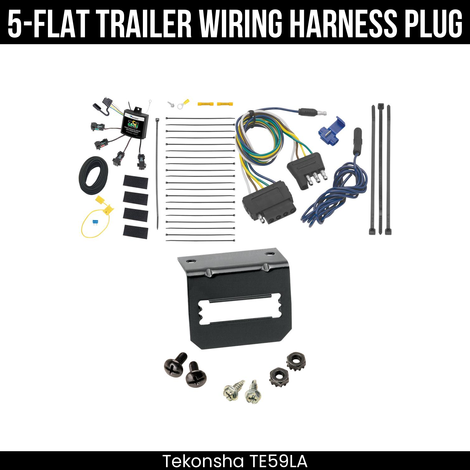 Trailer Wiring 5-Flat Plug w/ Bracket