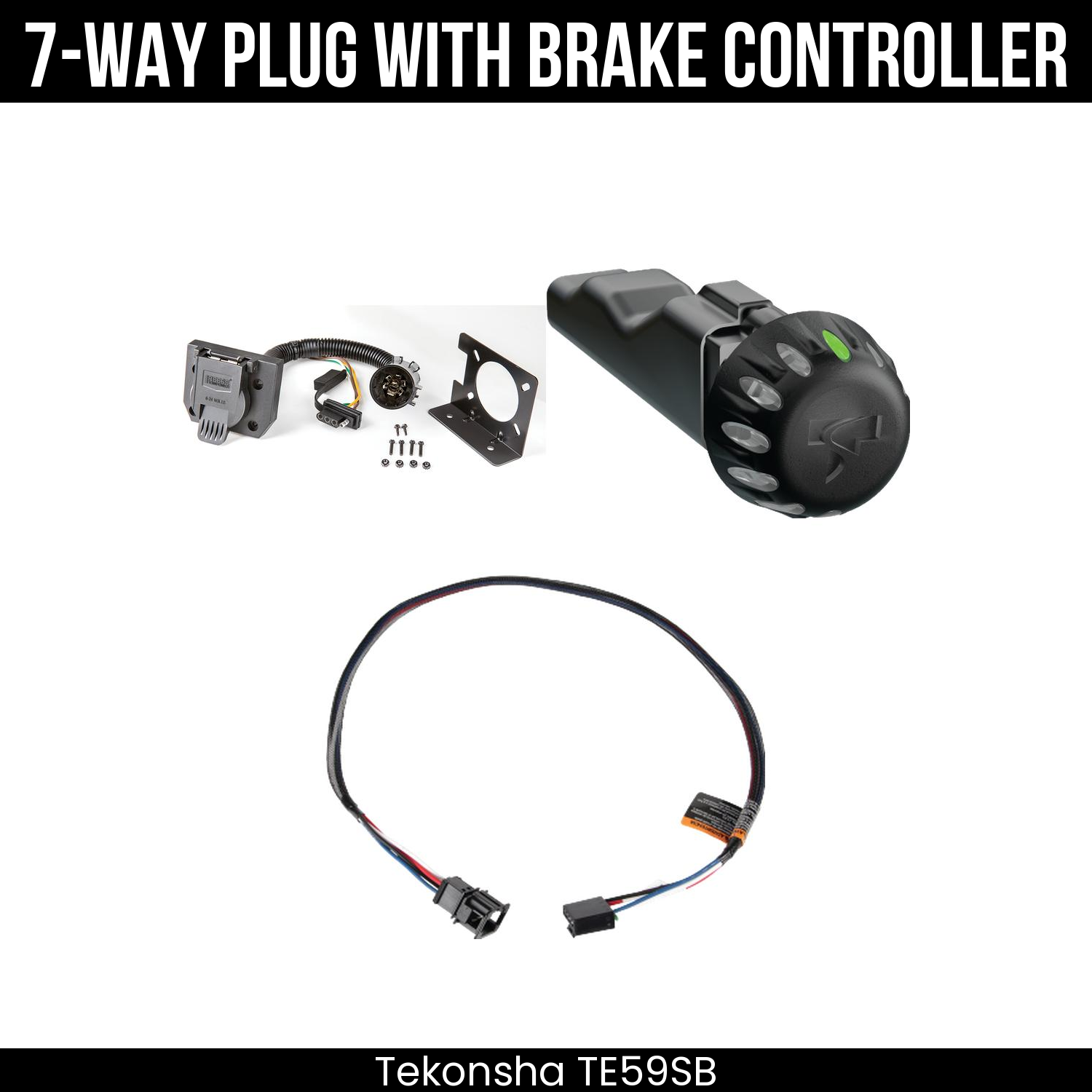 Trailer Wiring 7-Way Plug w/ Bracket , Tekonsha Voyager iD Smart Brake Control